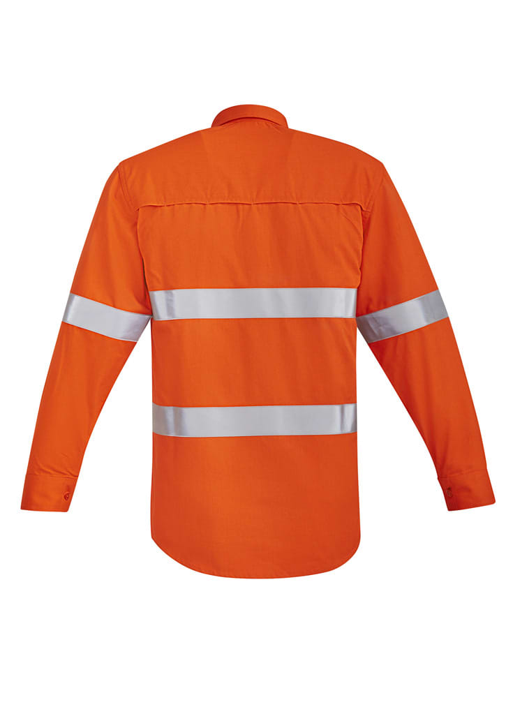 Mens Orange Flame Hi Vis Open Front Shirt - Hoop Taped