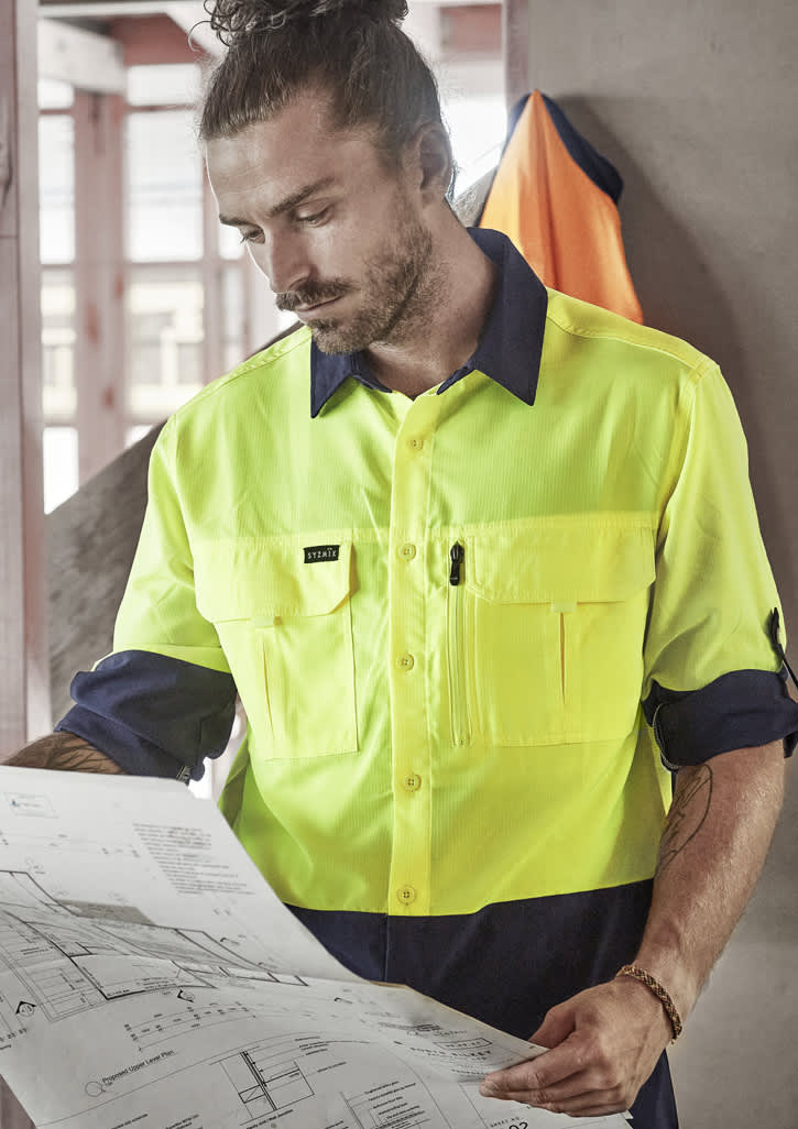Mens Hi Vis Outdoor Long Sleeve Shirt