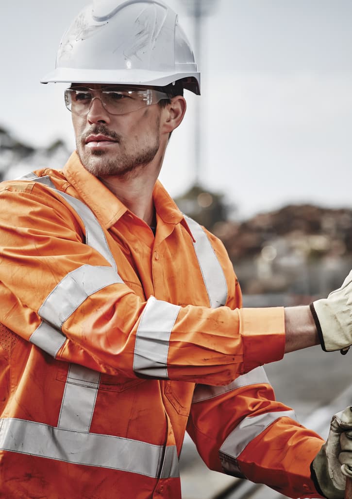 Mens Hi Vis X Back NSW Rail Taped Shirt