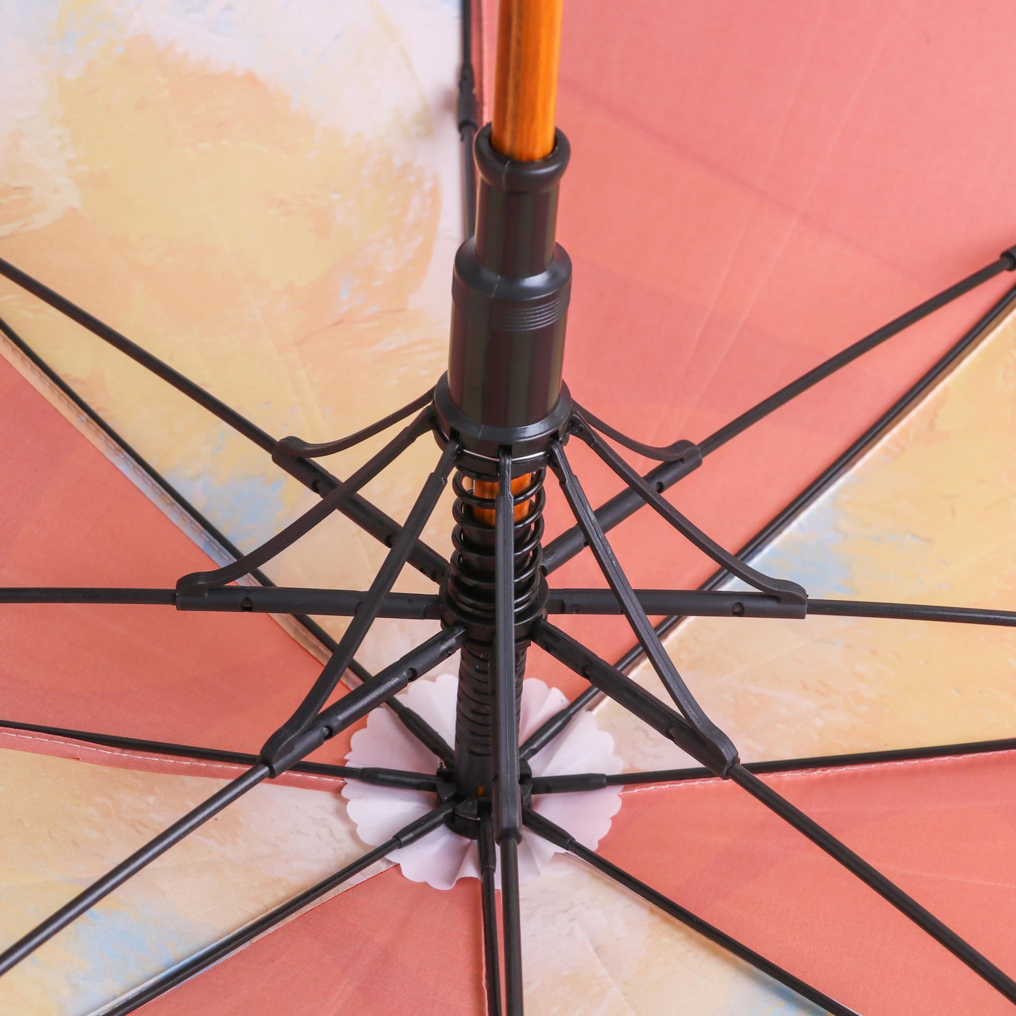 RPET Wooden Umbrella with Curved Handle