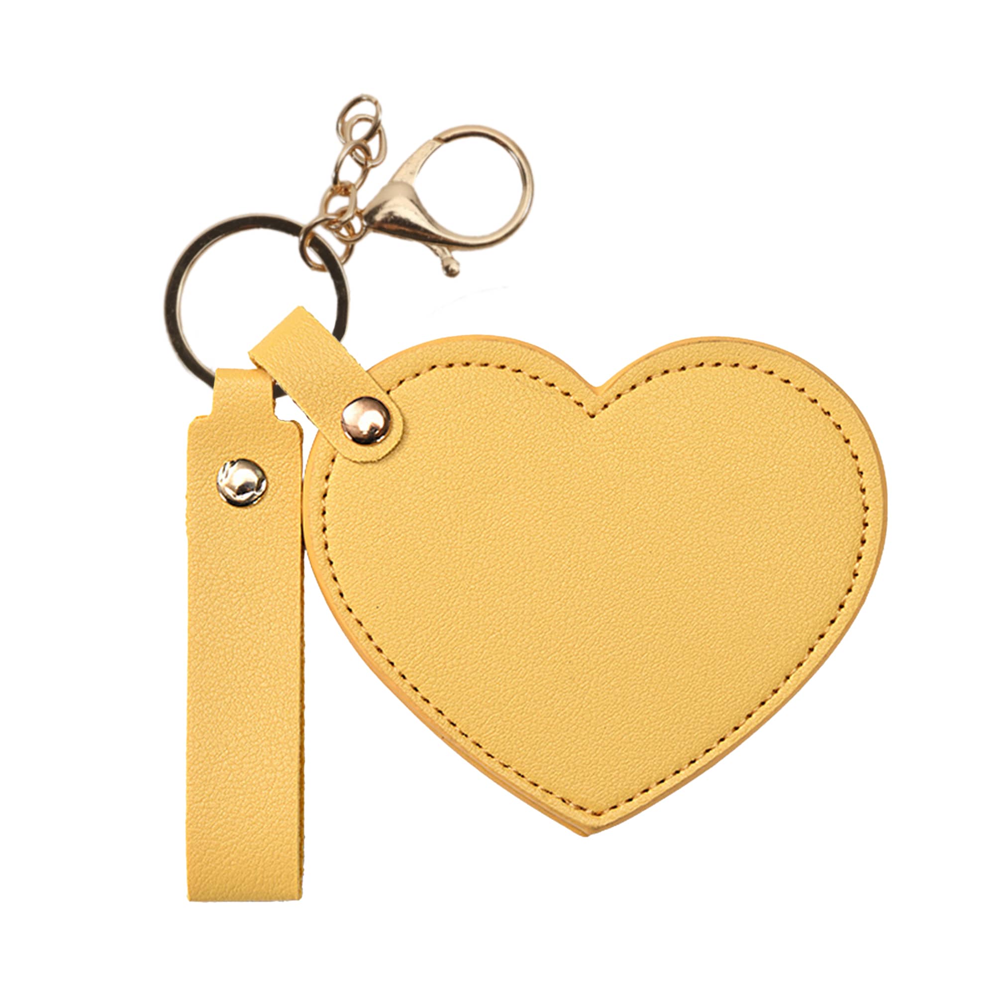 Heart-Shaped Compact Mirror with Keychain