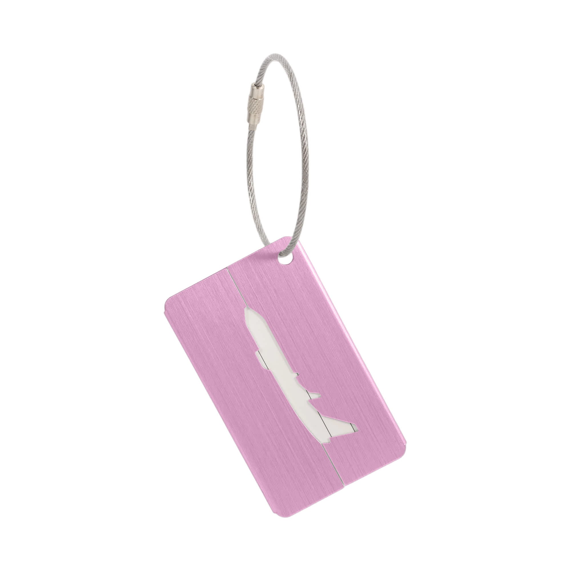 Plane Square Brushed Aluminium Luggage Tag