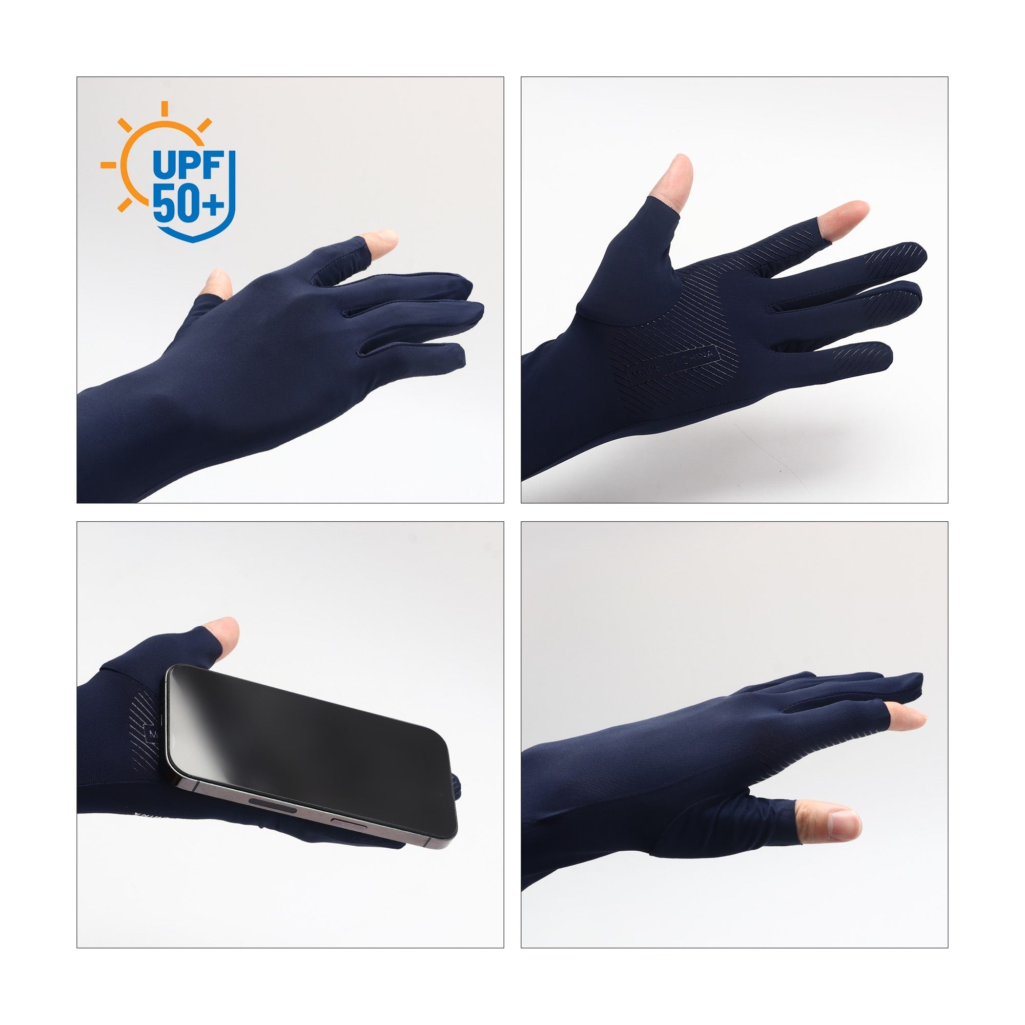 Long Sleeve Sun Protective Gloves with 2 Open Fingers