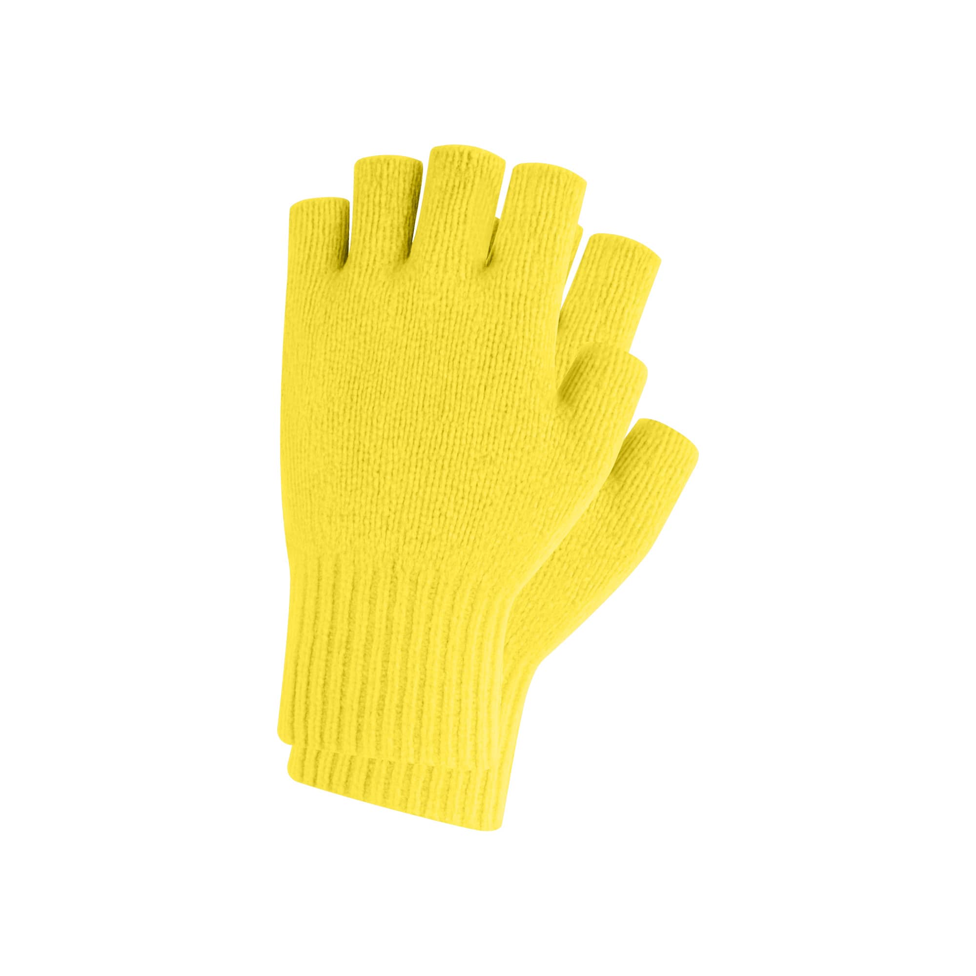 Adults Plain Knitted Fingerless Gloves with Woven Label