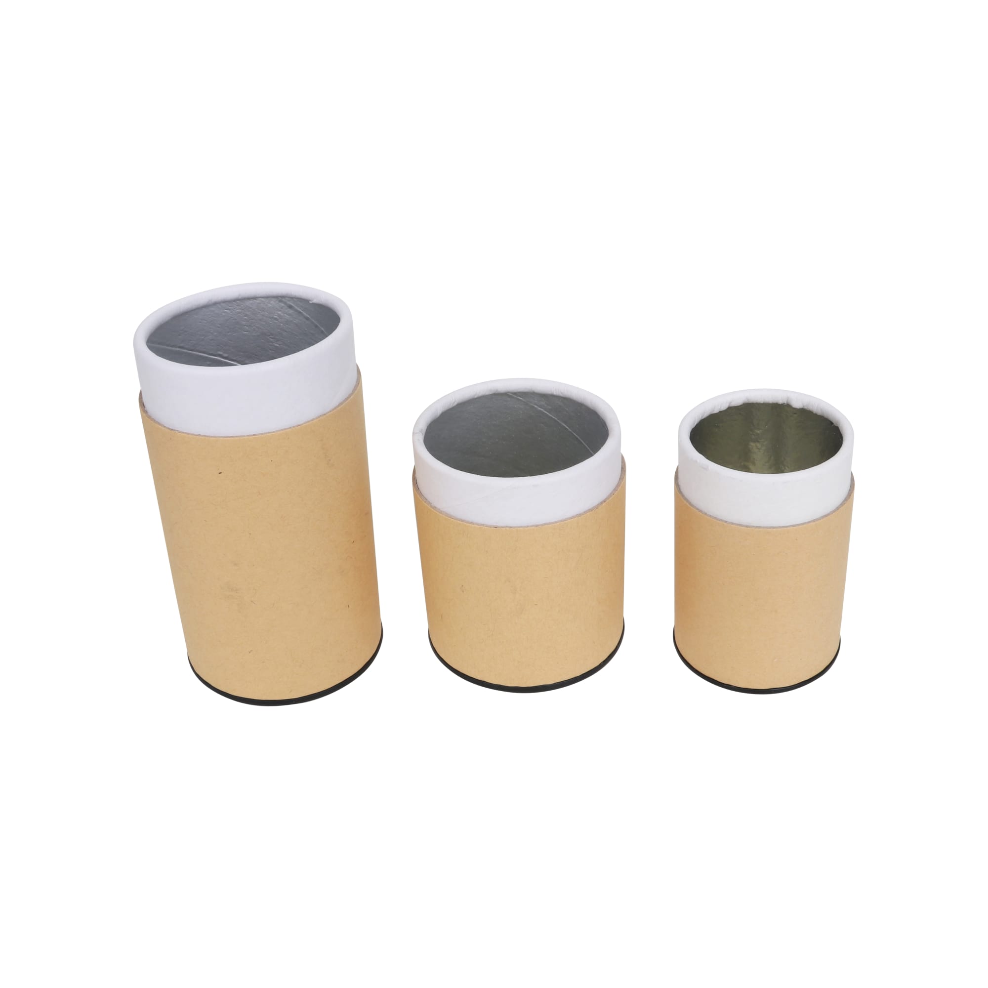 Large Kraft Paper Cylinders with Black Lid (65 x 130mm)
