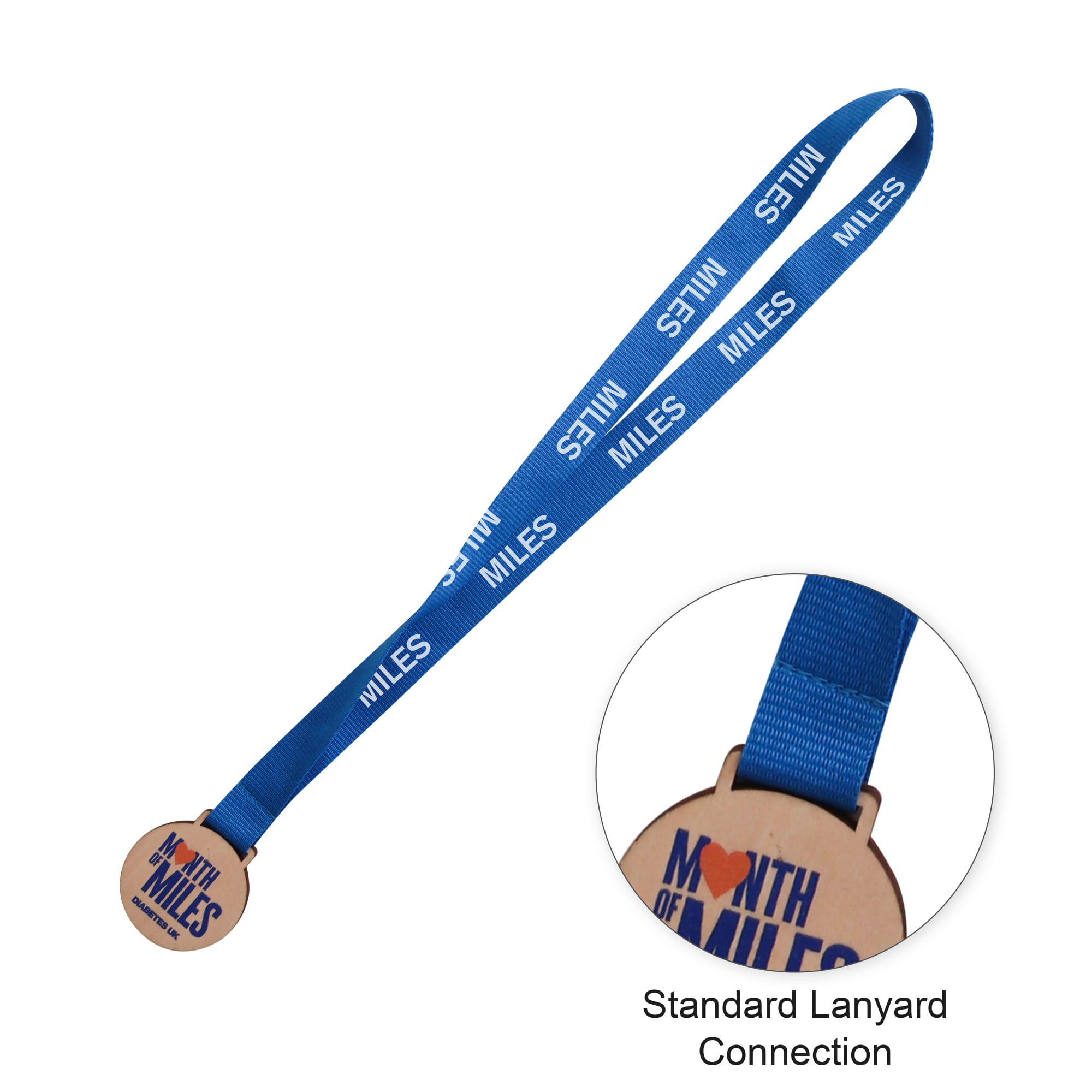 Custom Shaped Wooden Medal with Bamboo Lanyard