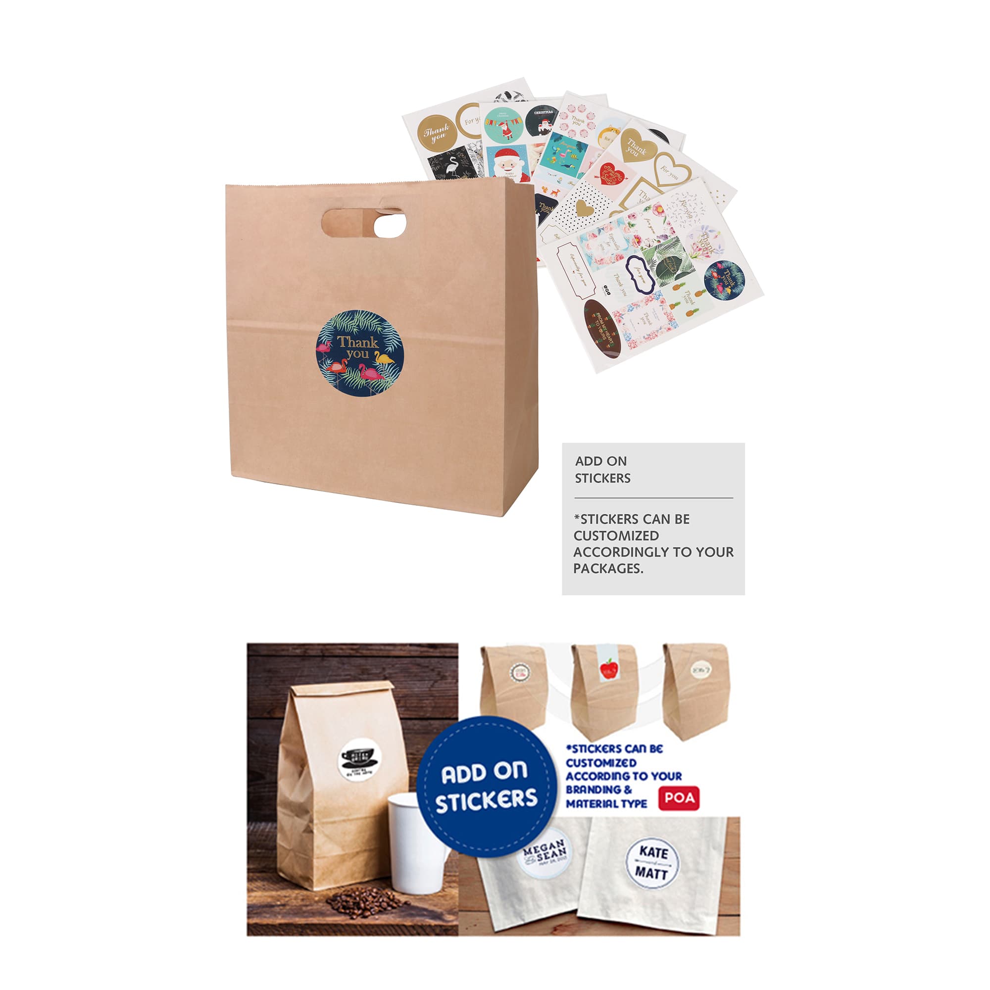 Die Cut Brown Kraft Paper Bag (280 x 280 x 150mm)