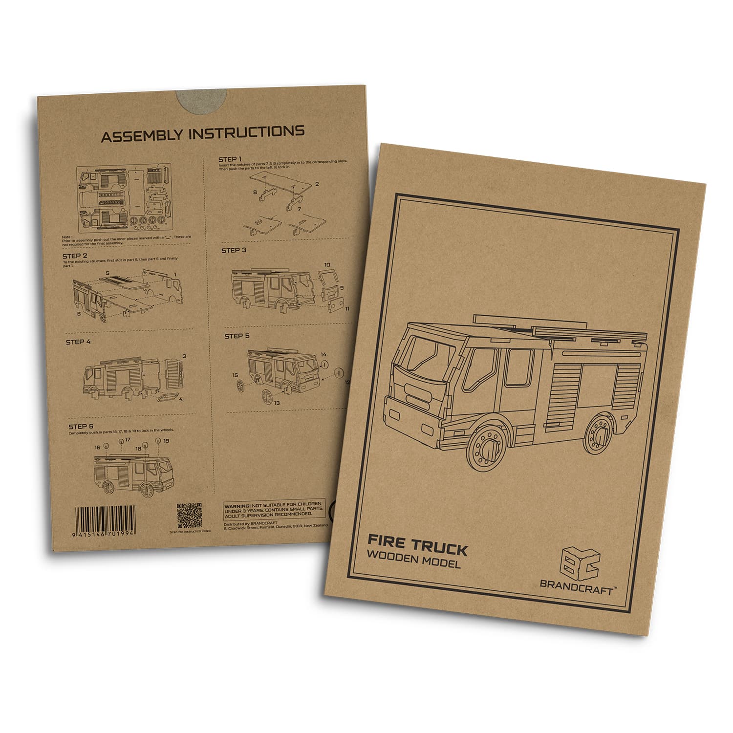 BRANDCRAFT Fire Truck Wooden Model