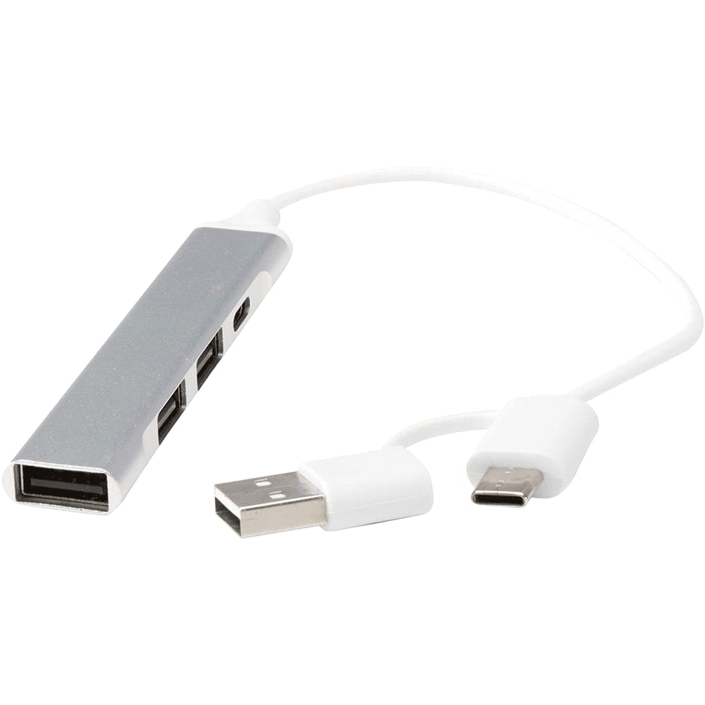 Alkaid 4-Port Recycled Aluminium USB-A & Type-C Hub w/ Dual Input