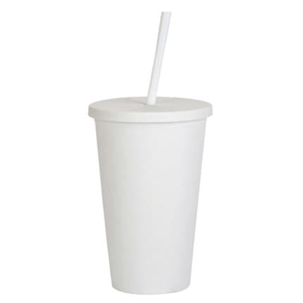 16oz Matte Plastic Cups with Lids & Straws