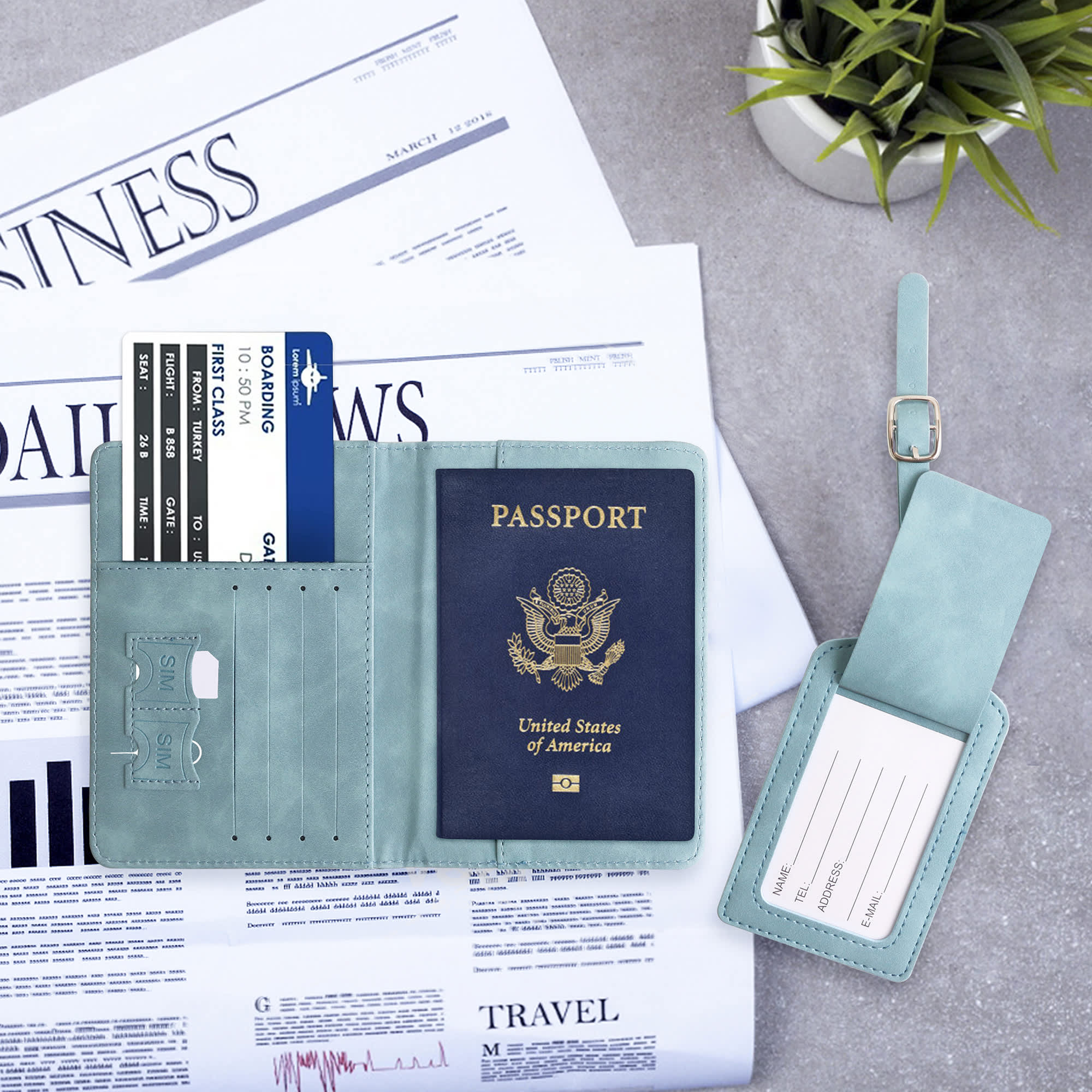 RFID Multifunctional PU Leather Passport Holder