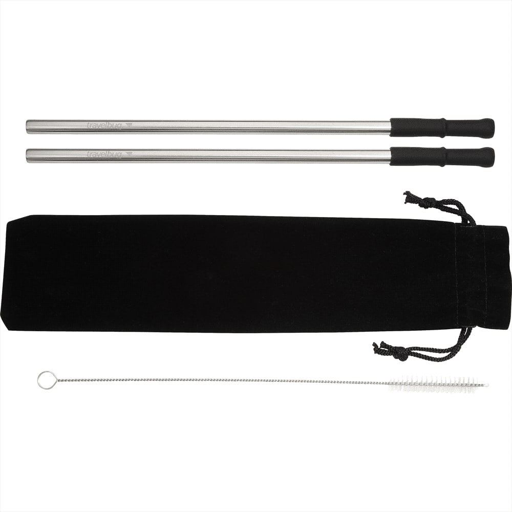 Reusable Stainless Steel Straw Set w/ Brush