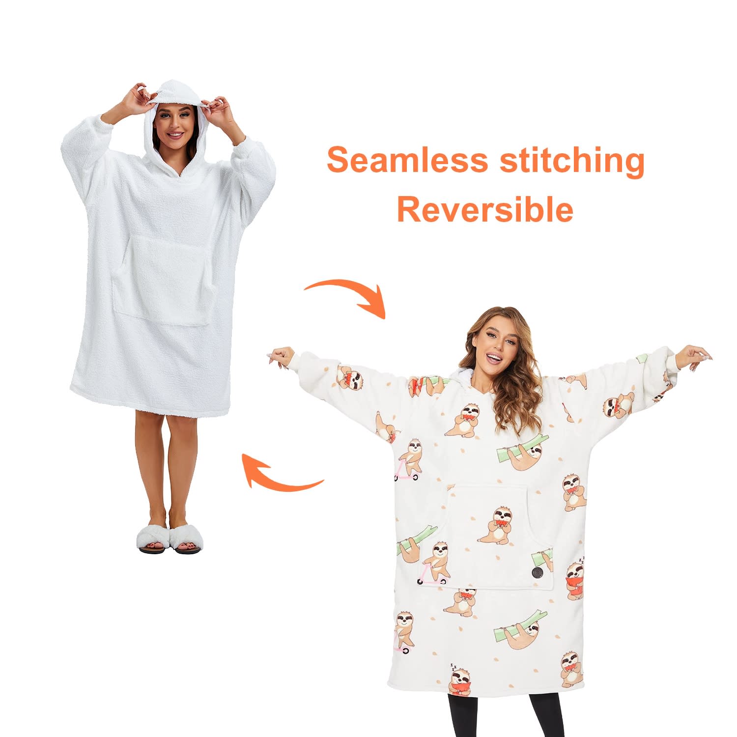 Unisex 100% Polyester Sublimated Wearable Blanket with Absorbent Lining