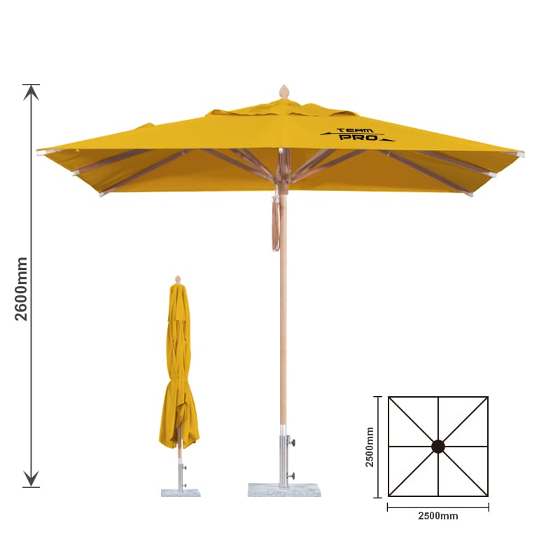 2.5x2.5m Wind-resistant Square Stock Colour Outdoor Umbrella