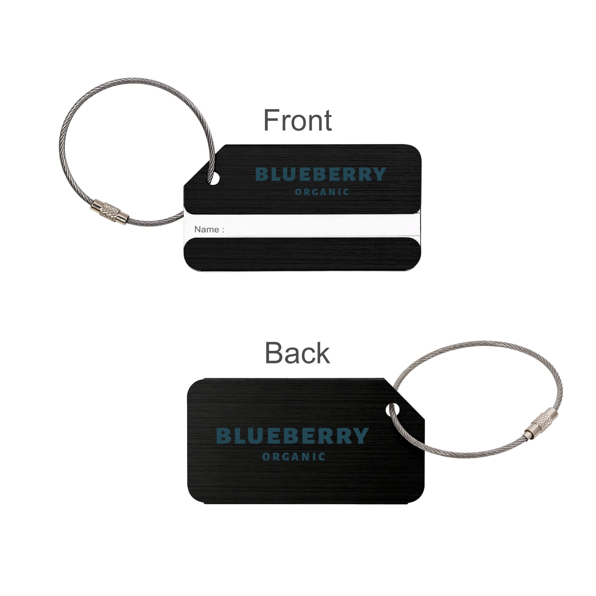 Square Brushed Aluminium Luggage Tag