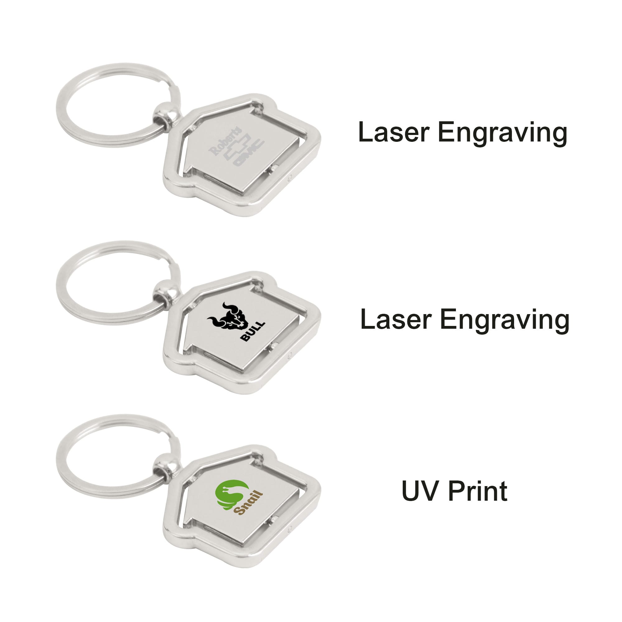 Spinning House Metal Keyring