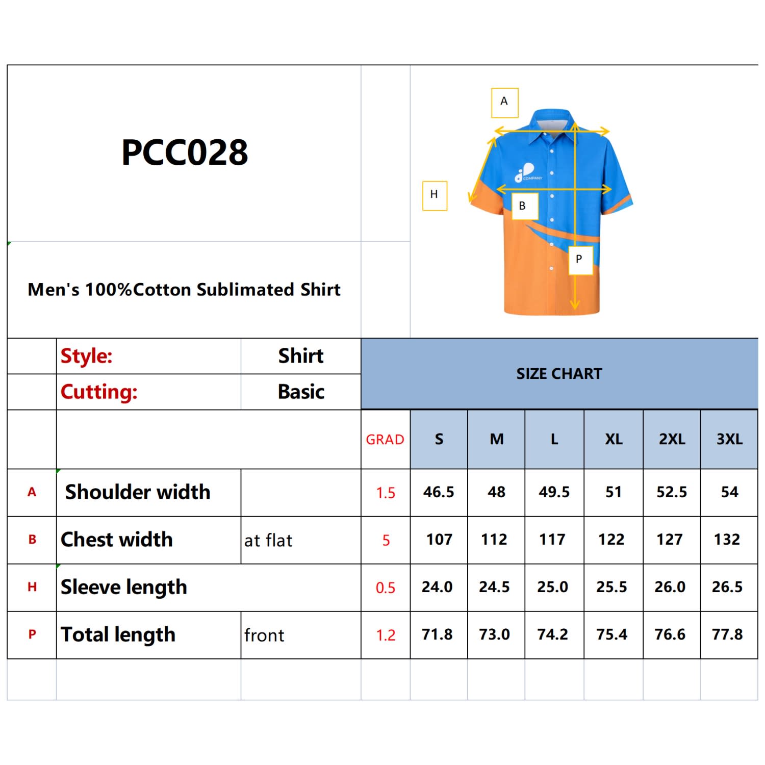Men's 100% Cotton Sublimated Shirt