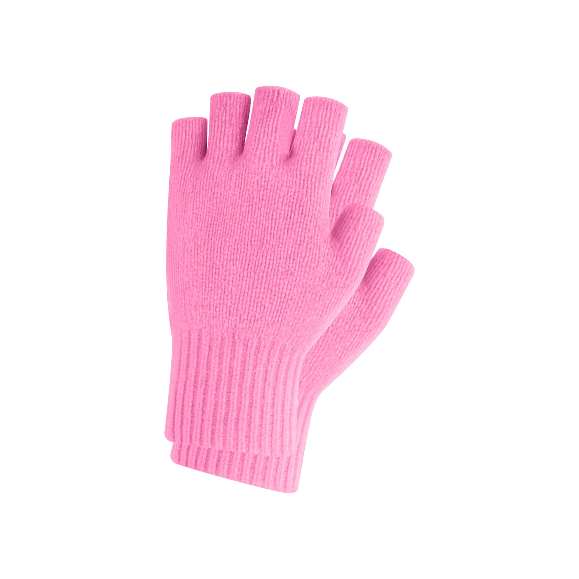 Adults Plain Knitted Fingerless Gloves with Woven Label