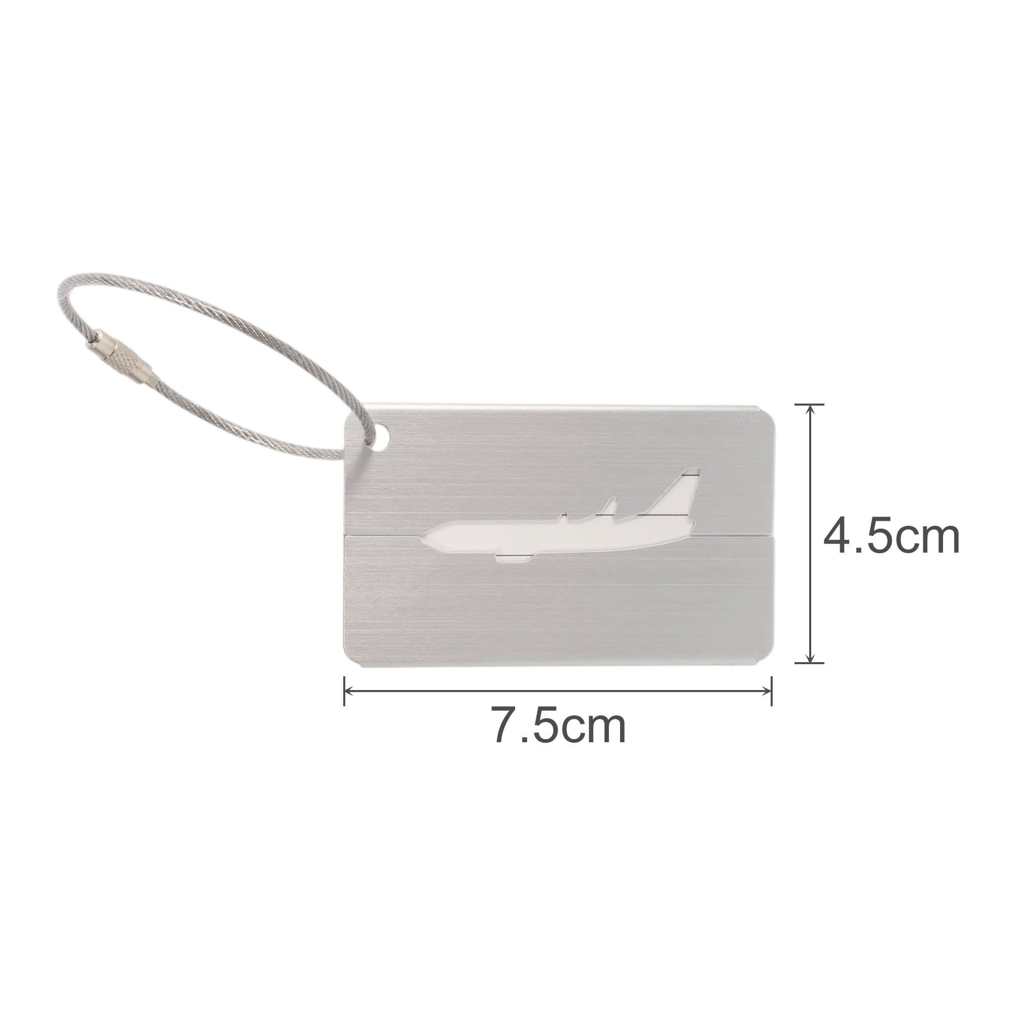 Plane Square Brushed Aluminium Luggage Tag