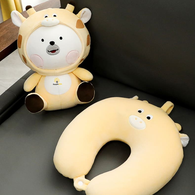Sitting Animal Shaped 2 In 1 Travel Pillow