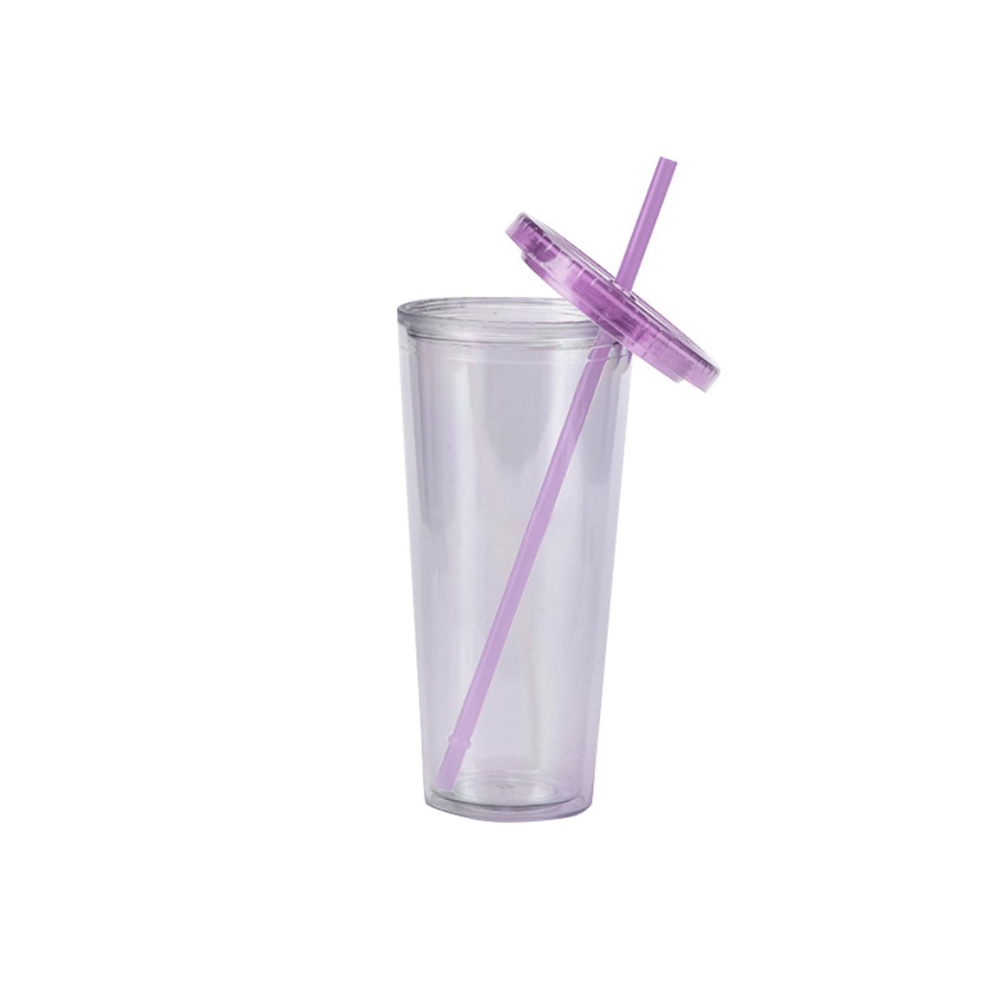 24oz Plastic Cups with Lids & Straws