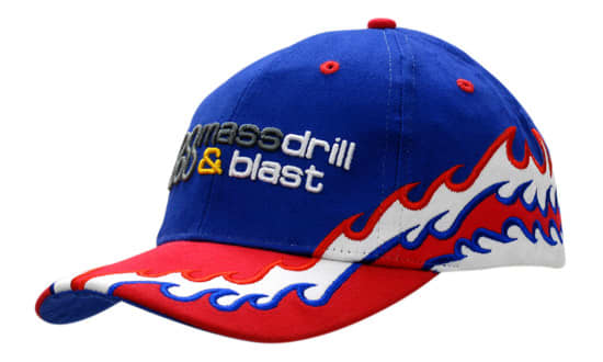 Brushed Heavy Cotton with Flame Design/Embroidery on Crown & Peak