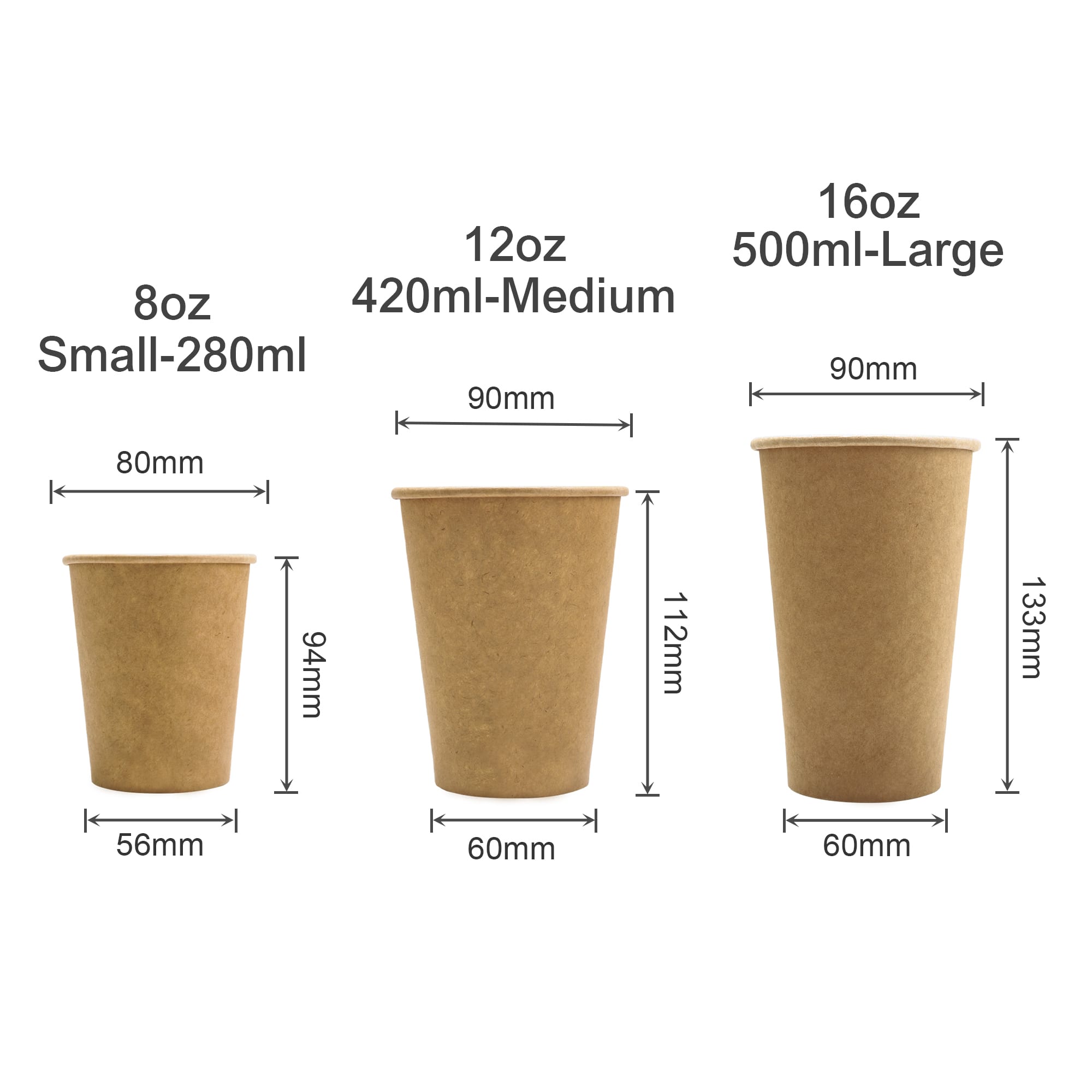 Custom Disposable Single Wall Kraft Paper Cups