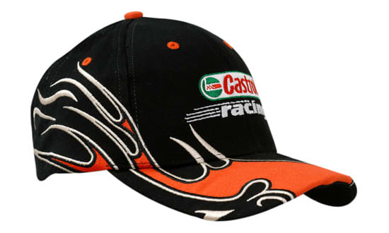 Brushed Heavy Cotton with Flame Design on Crown & Peak
