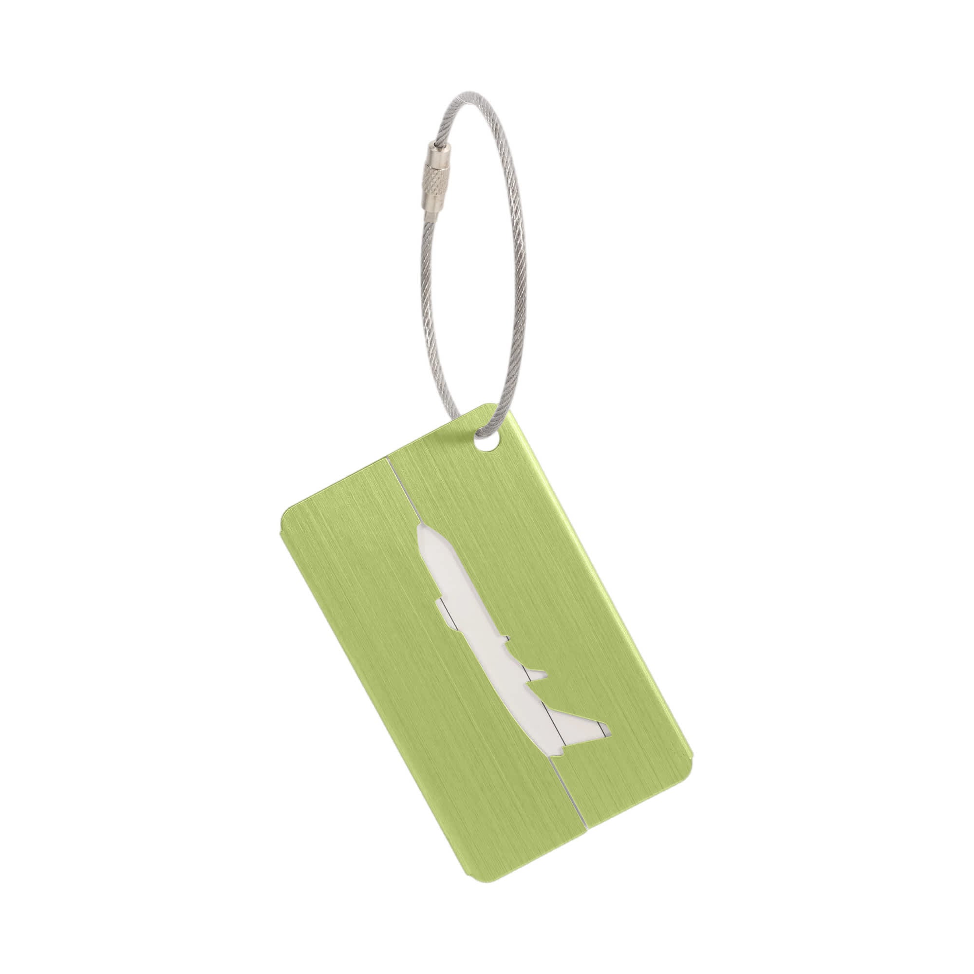 Plane Square Brushed Aluminium Luggage Tag