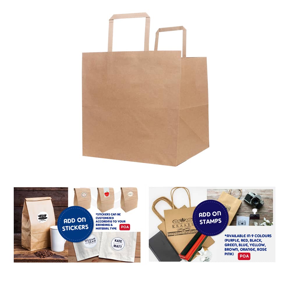 Flat Handle Kraft Paper Bag(250x250x250mm)