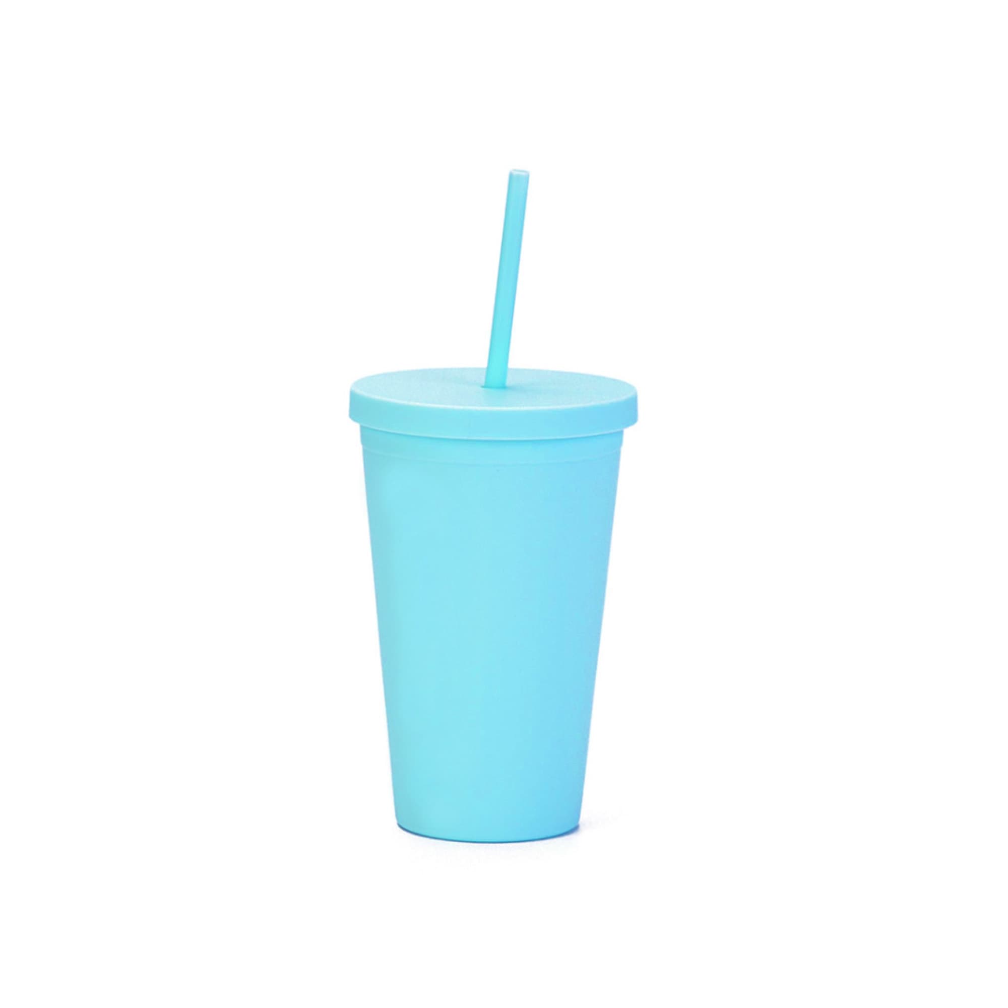 16oz Matte Plastic Cups with Lids & Straws