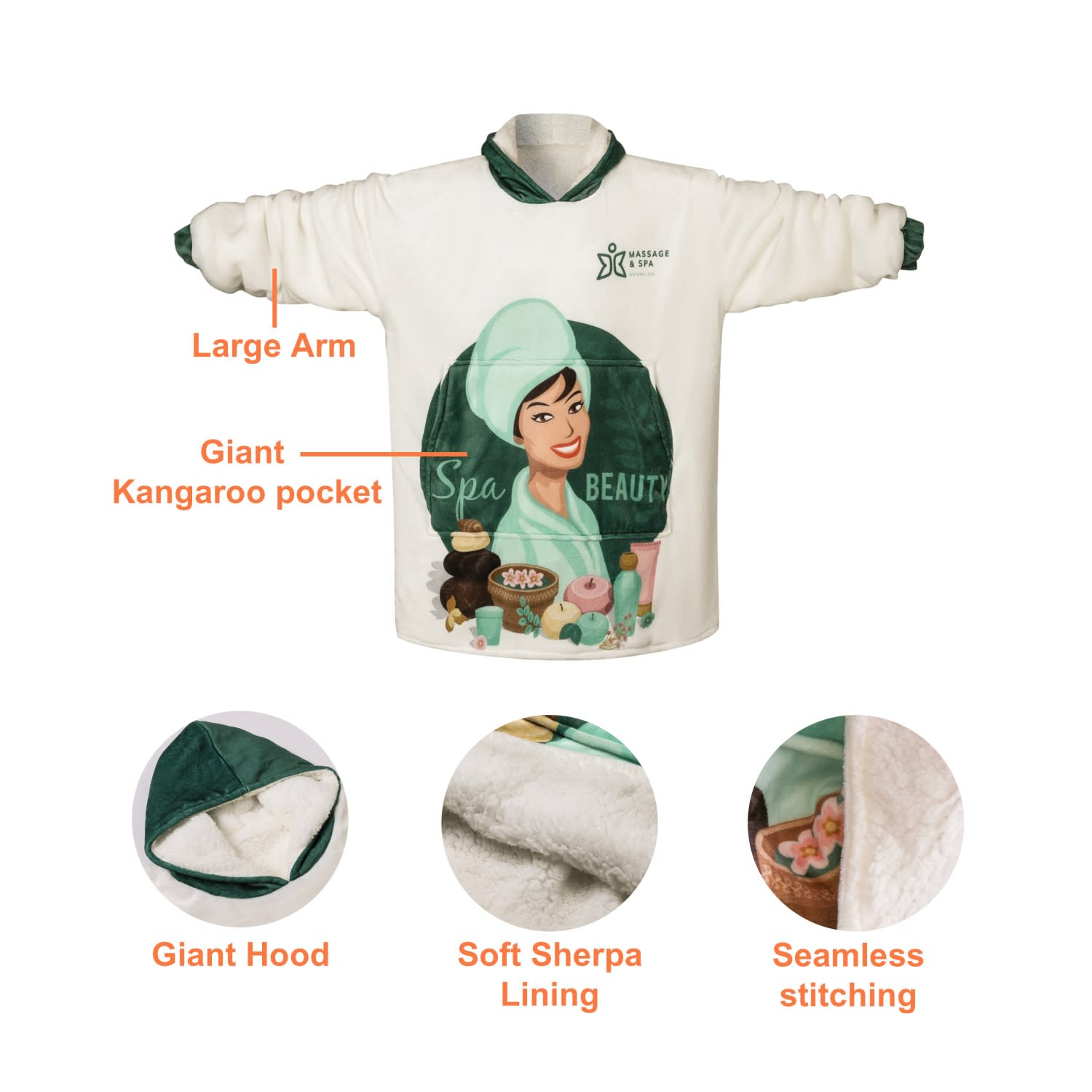 Unisex Premium 100% Polyester Sublimated  Wearable Blanket