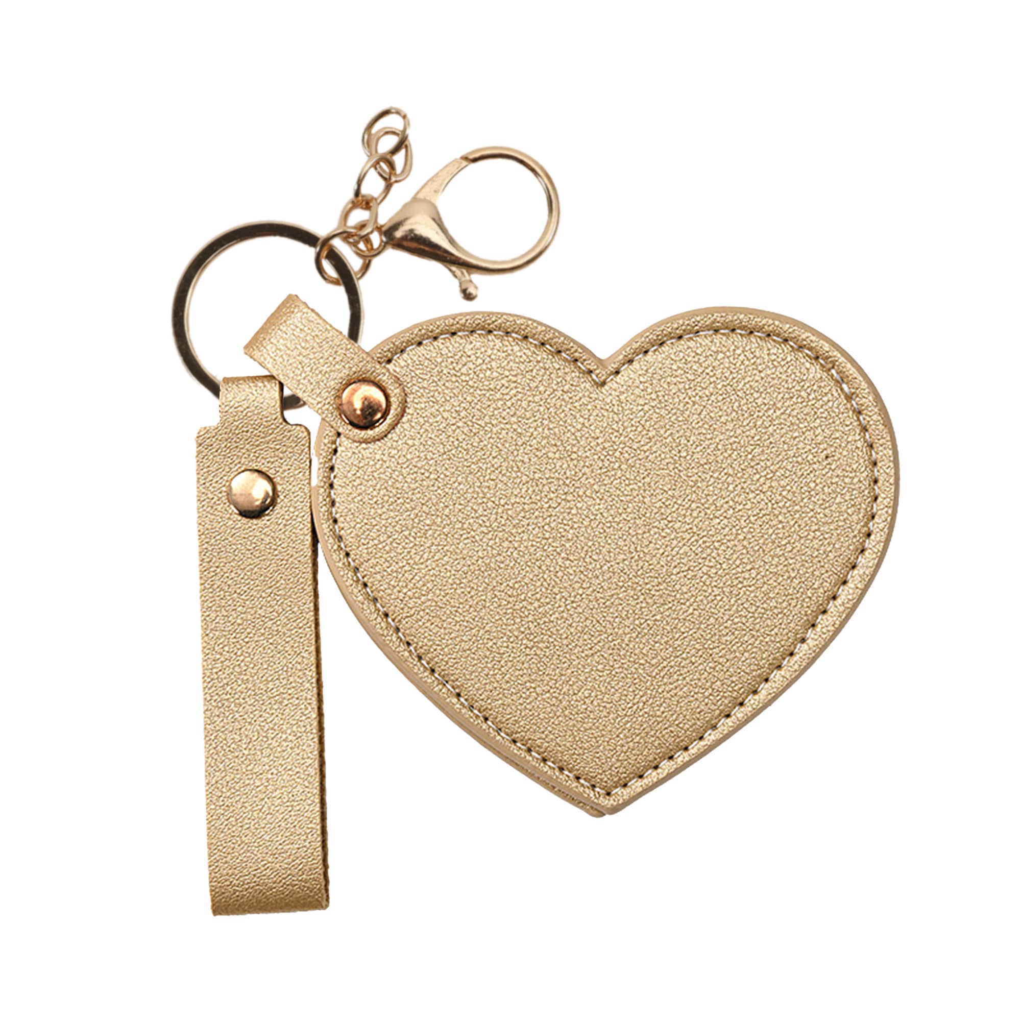 Heart-Shaped Compact Mirror with Keychain