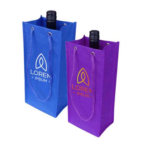 Non Woven Single Bottle Bag with Rope Handle