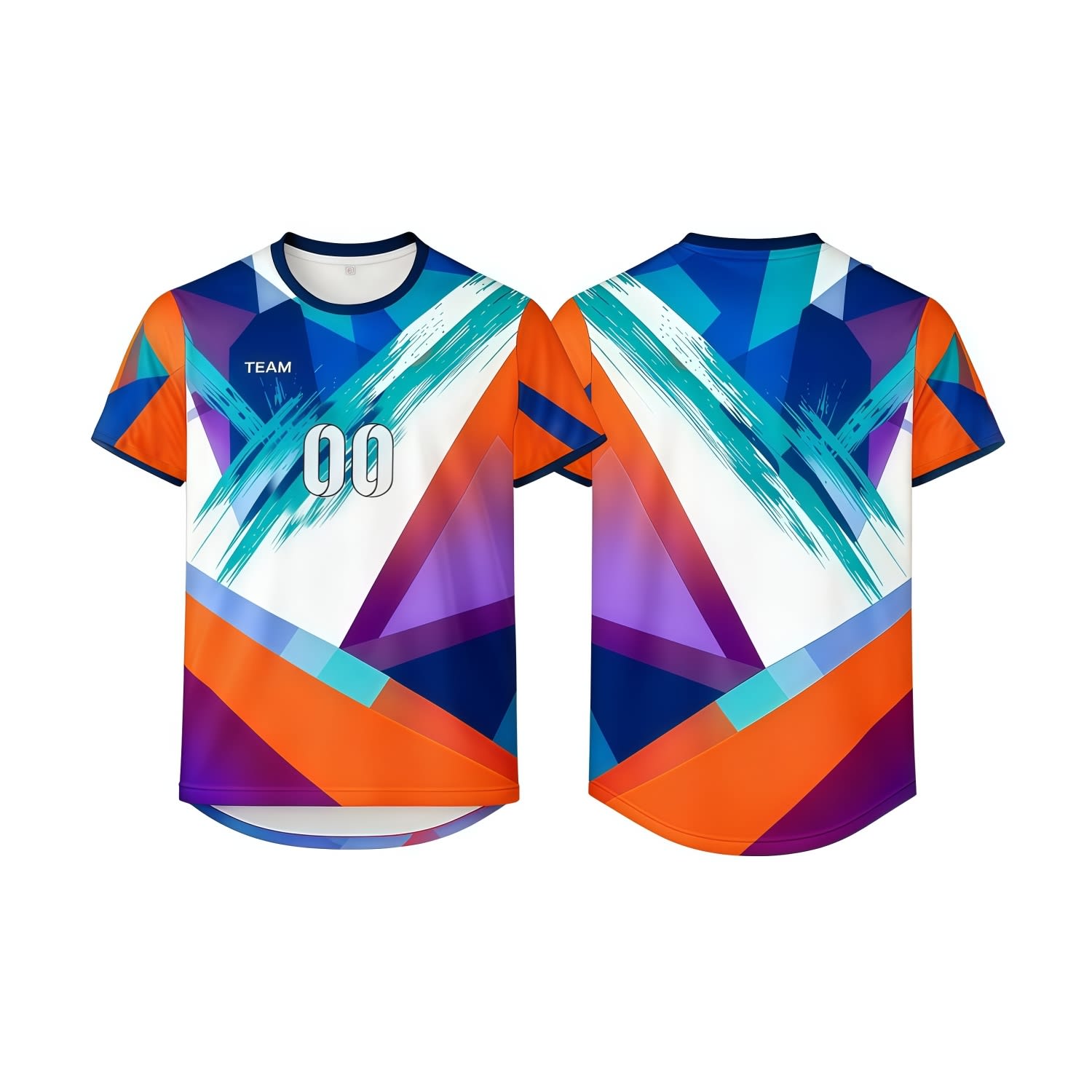 Asymmetrical Hem Crew Neck Sublimated Sport Jersey