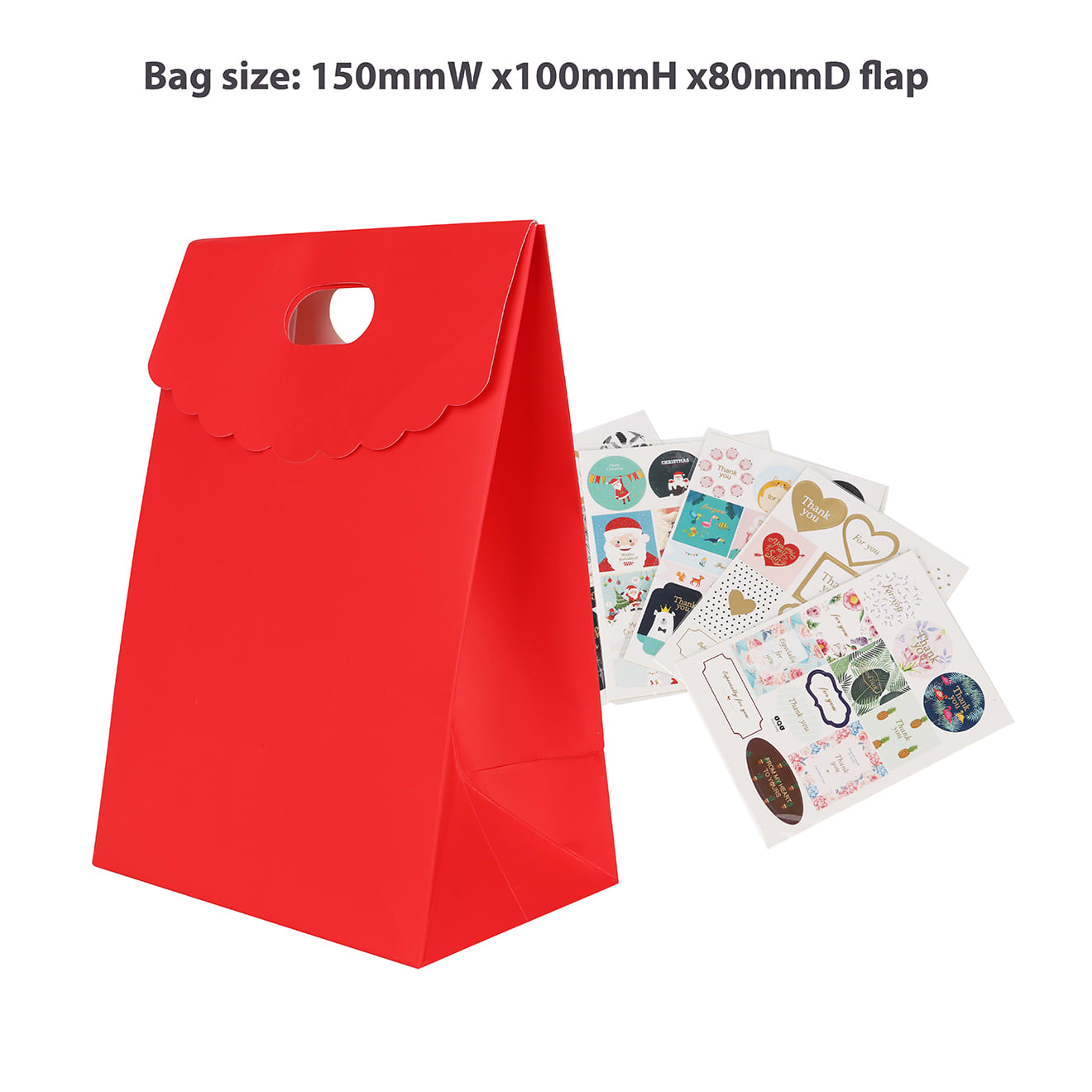 Die cut Handle Bag with Flap(150x220x100mm+80mm flap)