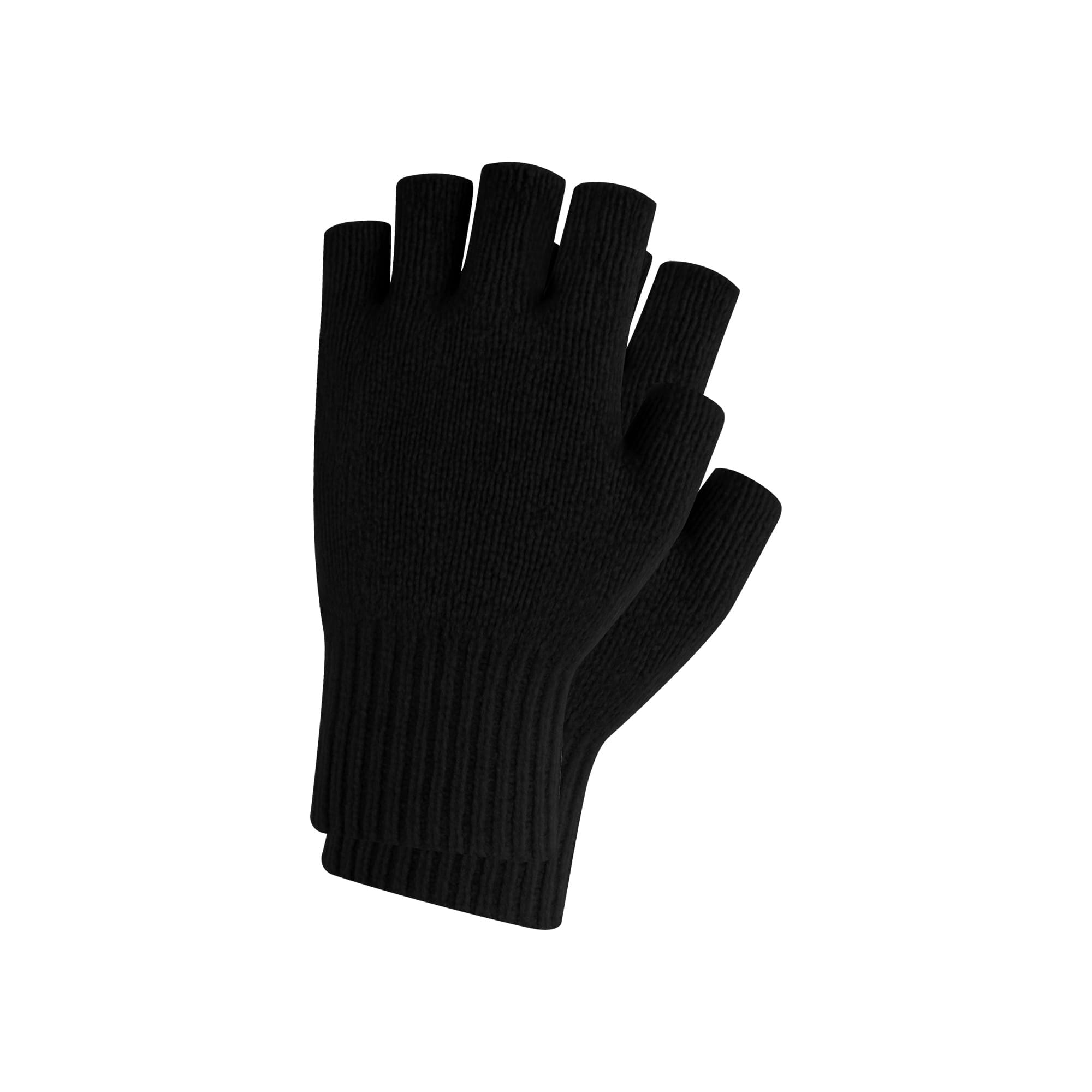 Adults Plain Knitted Fingerless Gloves with Woven Label