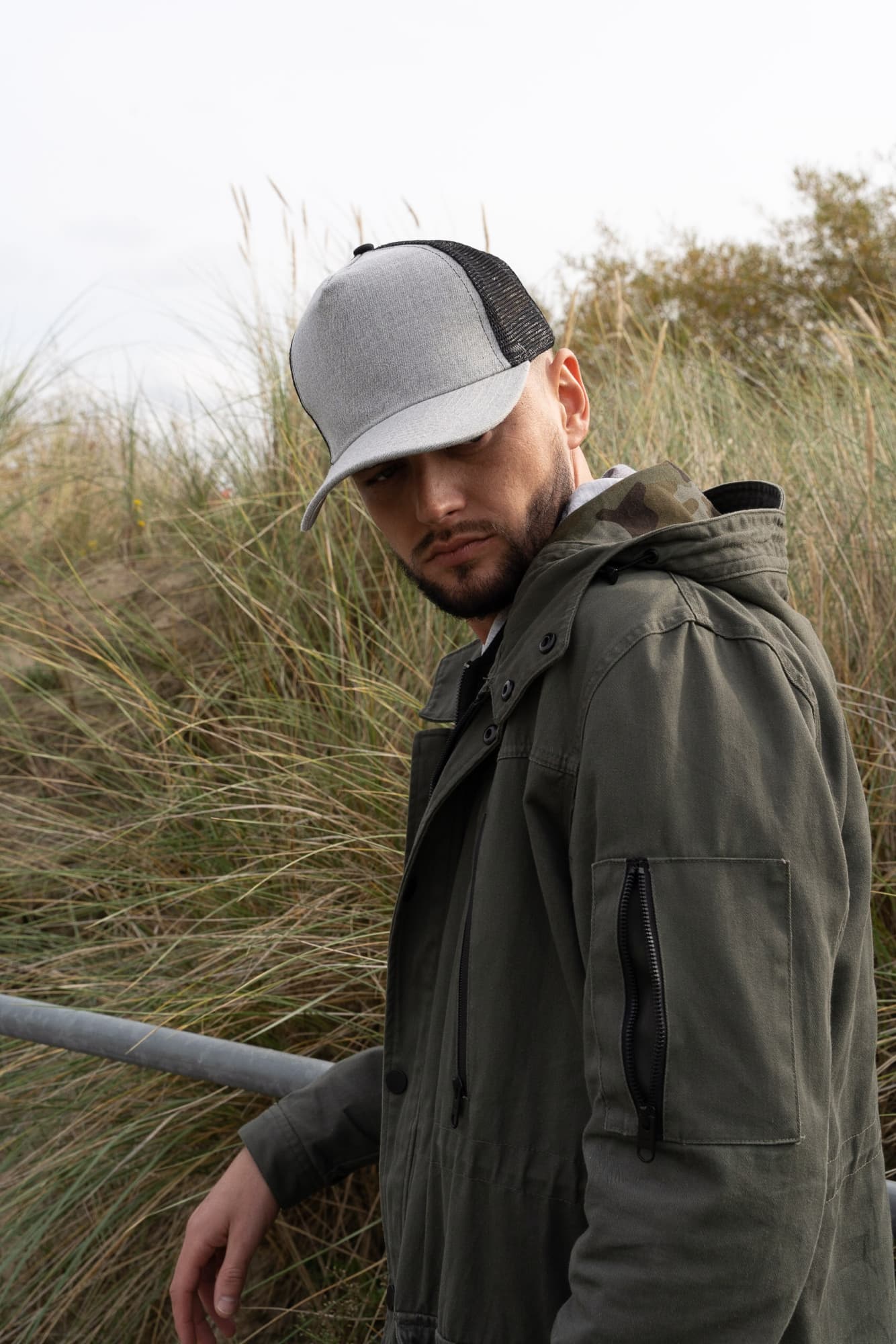 Grey Marle American Twill With Mesh Back