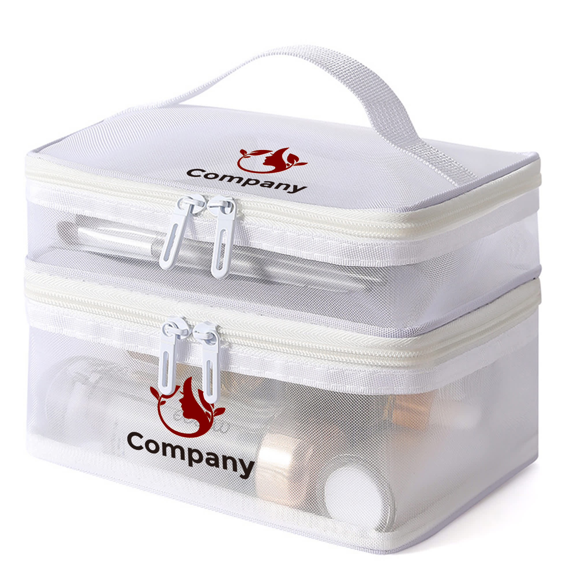 Nylon Mesh Sheer Double Layer Cosmetic Bag