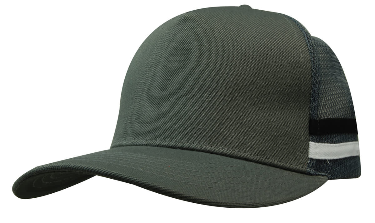 American Premium Twill/Mesh Deep Fit Trucker with Stripes