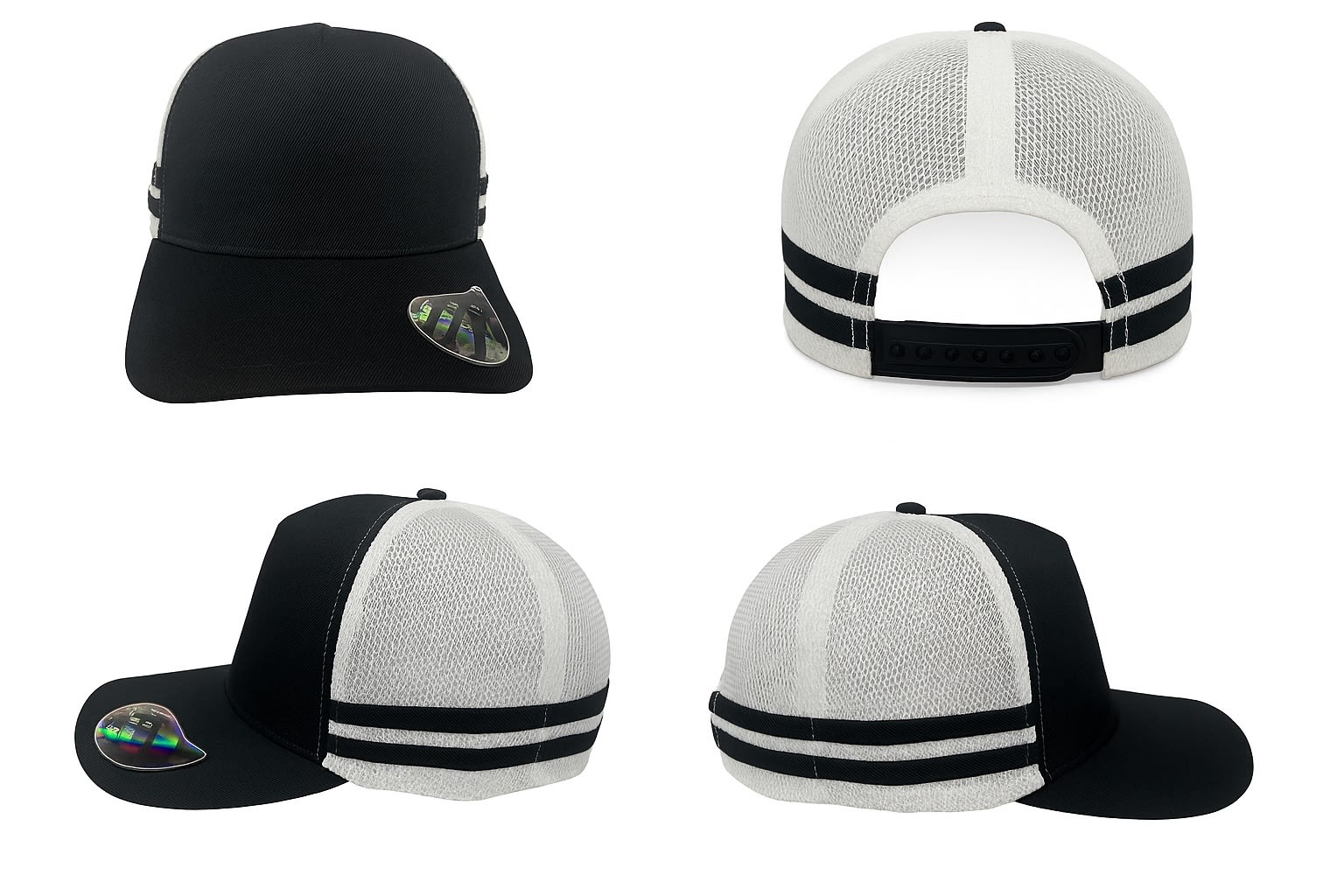 American Premium Twill/Mesh Deep Fit Trucker with Stripes