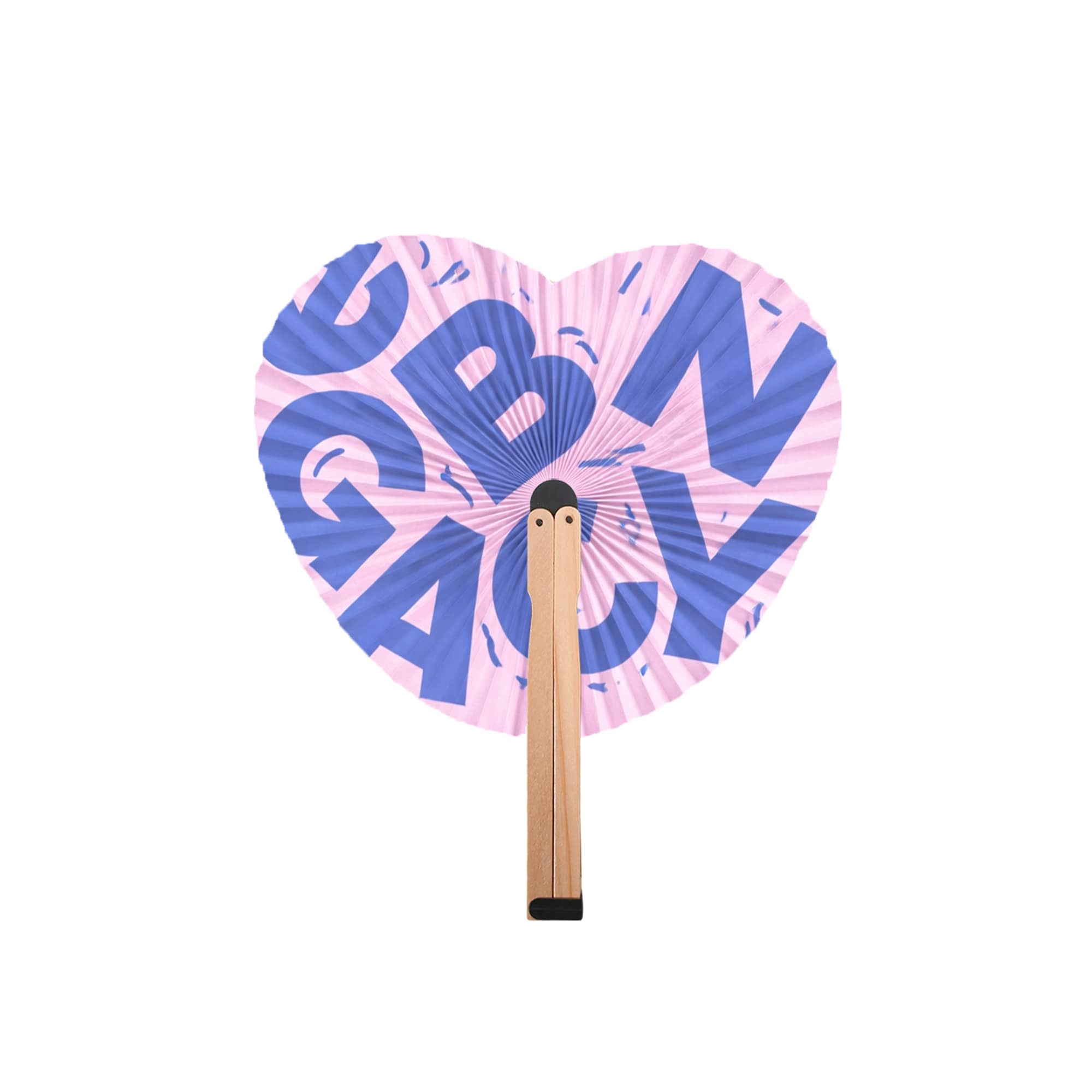 Heart Shape Wooden Paper Fan