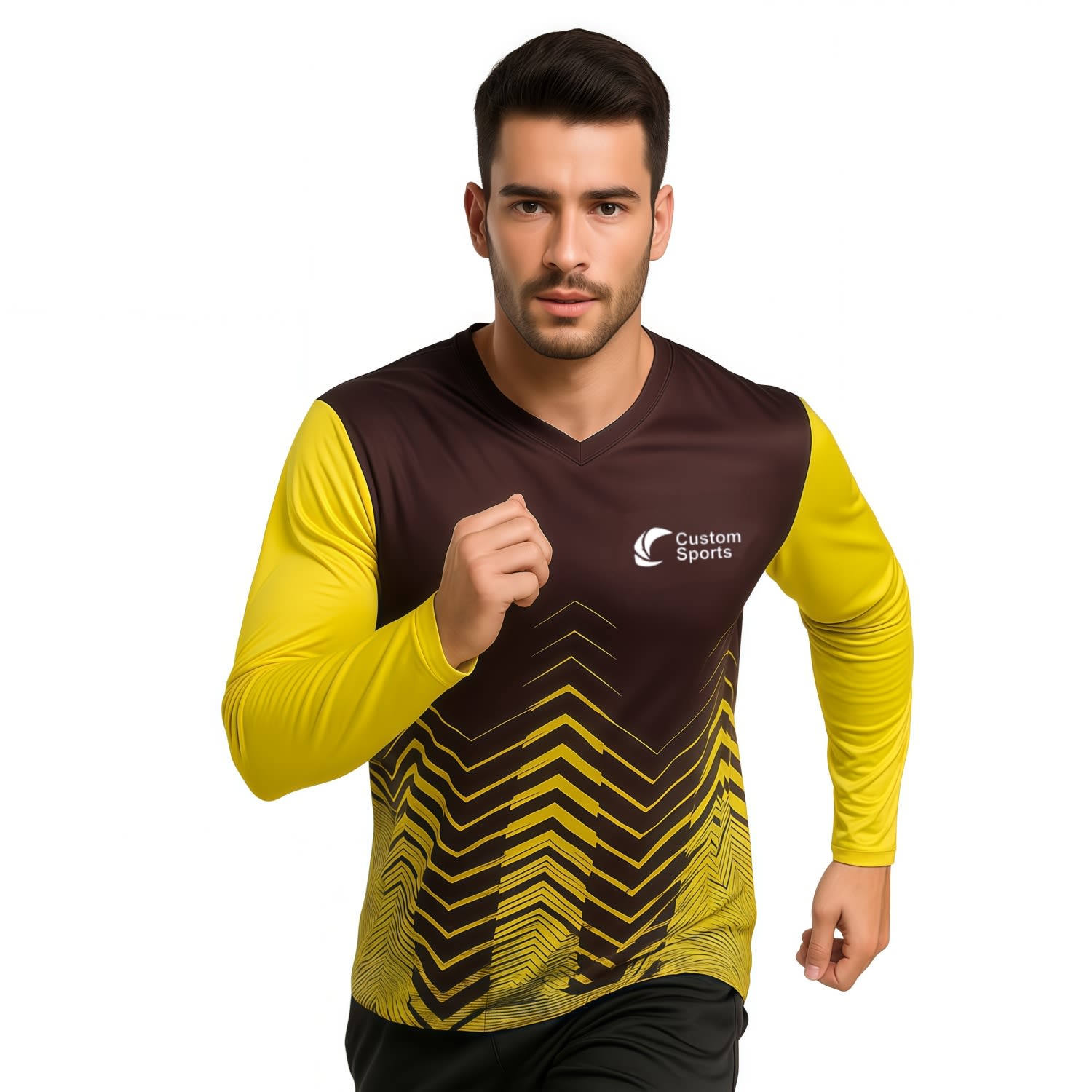 Unisex Adults 100% Polyester Micro Mesh Sublimated V-Neck Long Sleeves Shirt