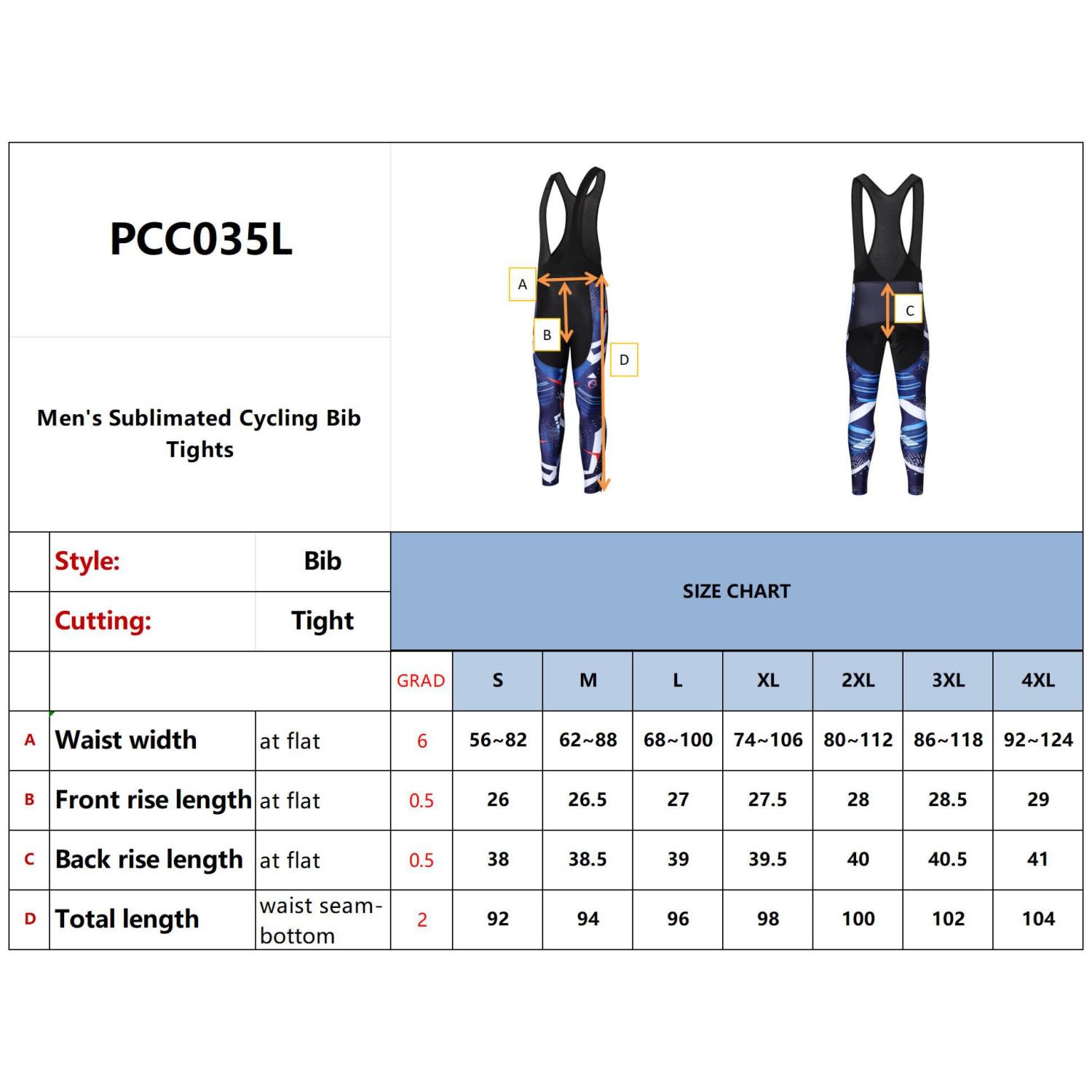 Men's Sublimated Cycling Bib Tights
