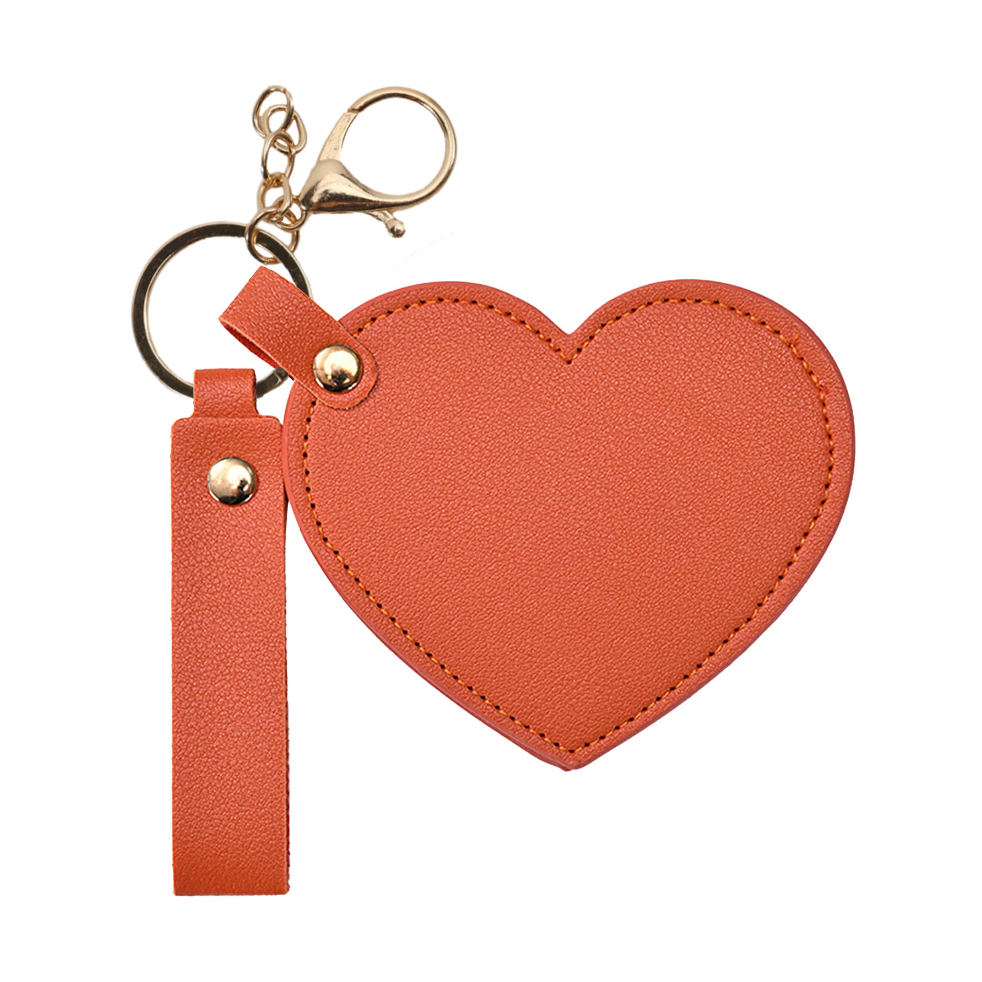 Heart-Shaped Compact Mirror with Keychain