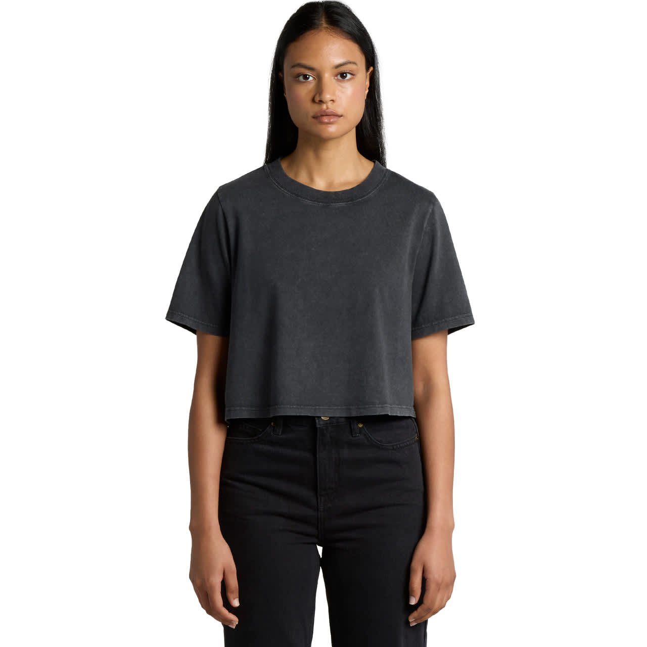 Wo's Stone Wash Heavy Crop Tee