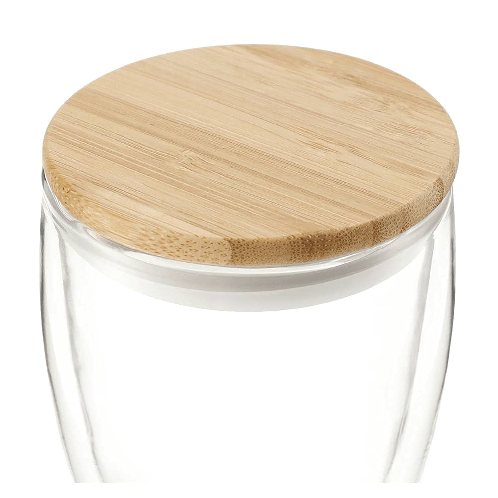 Easton Glass Cup w/ Bamboo Lid 355ml