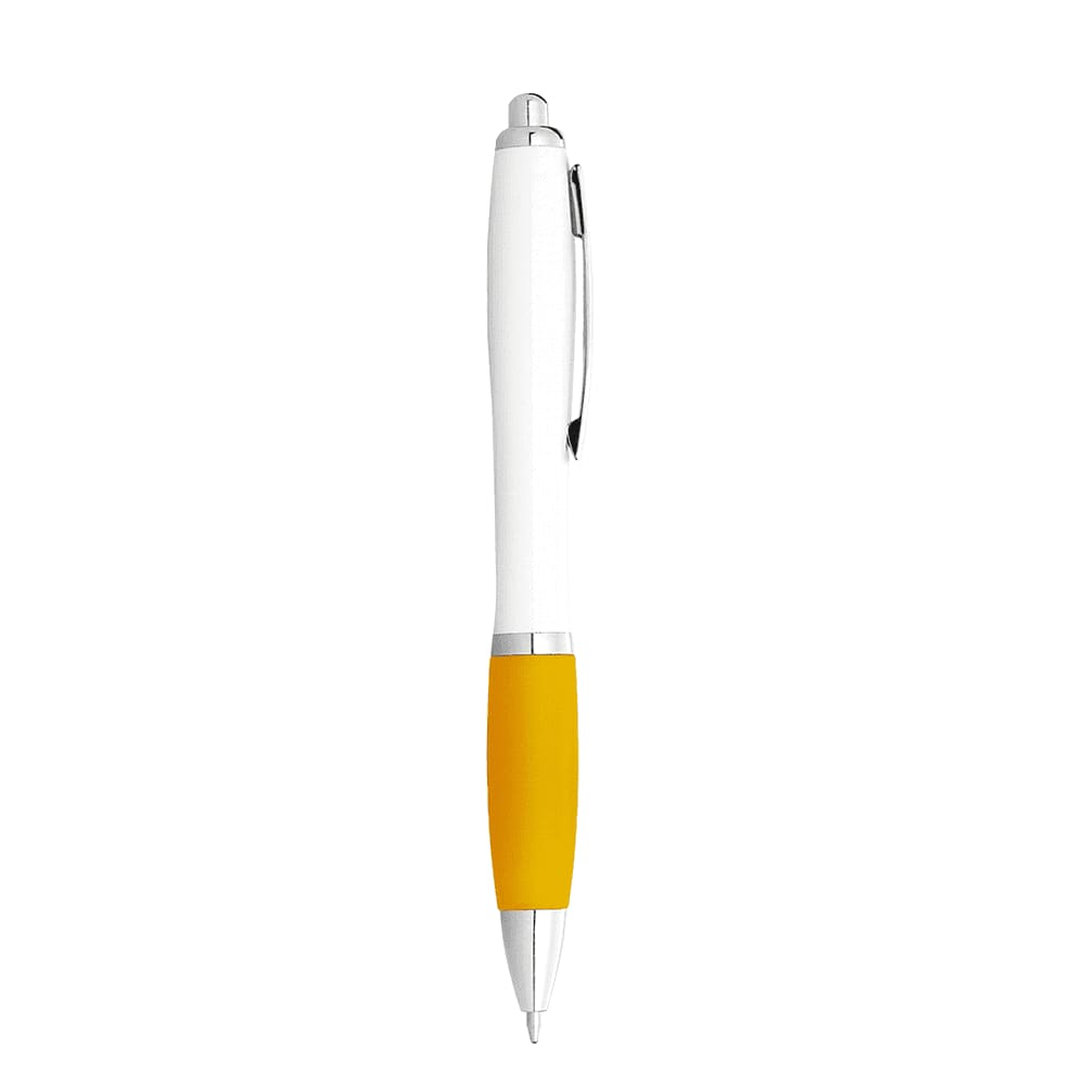 Nash Ballpoint Pen w/ White Barrel & Coloured Grip