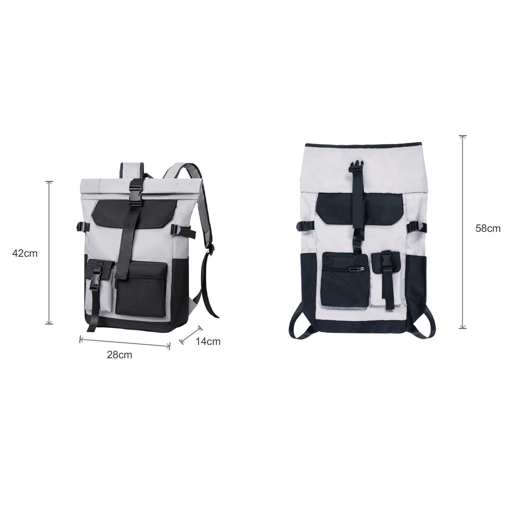 Multi-pocket Roll Top Backpack
