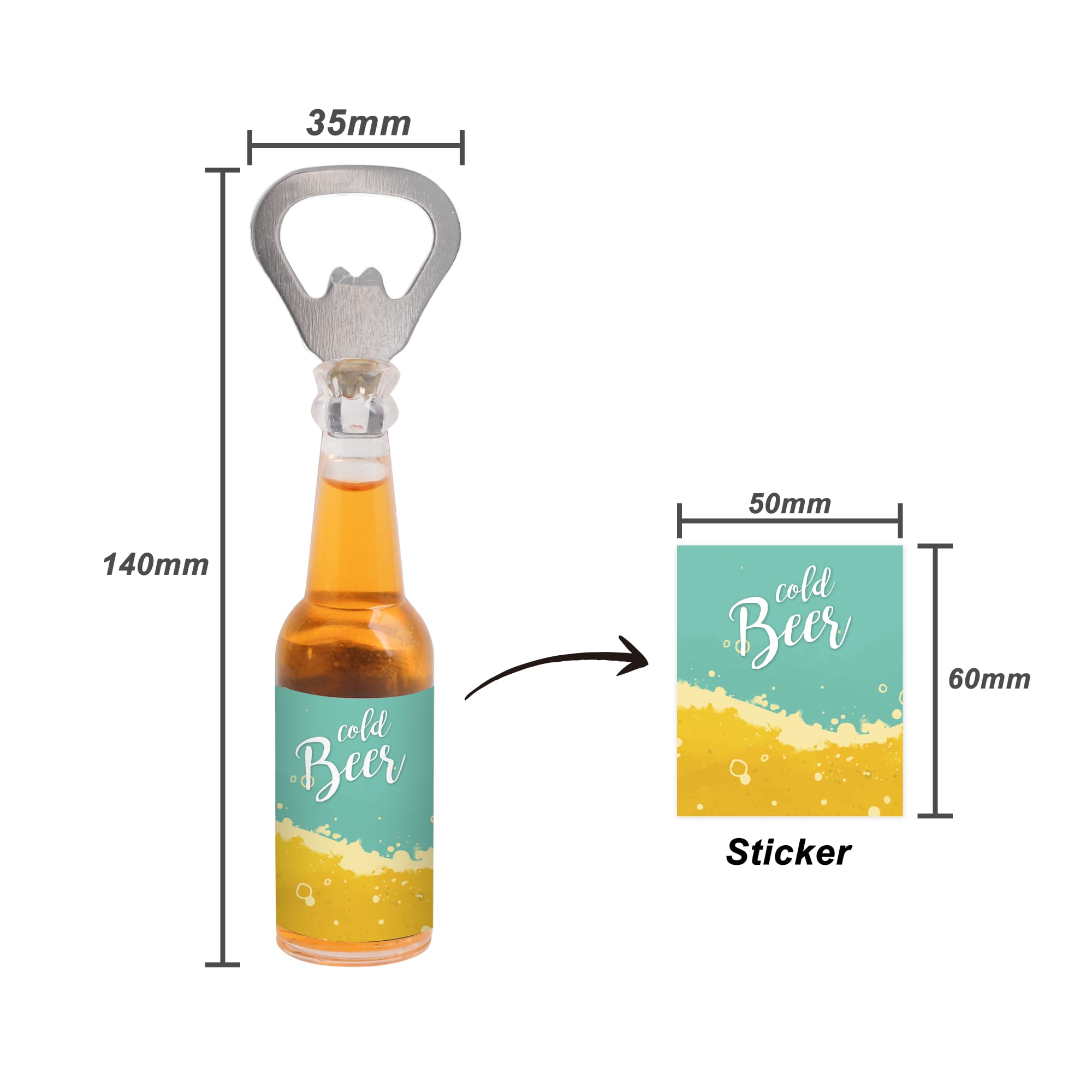 Bottle Shaped Opener with Fridge Magnet
